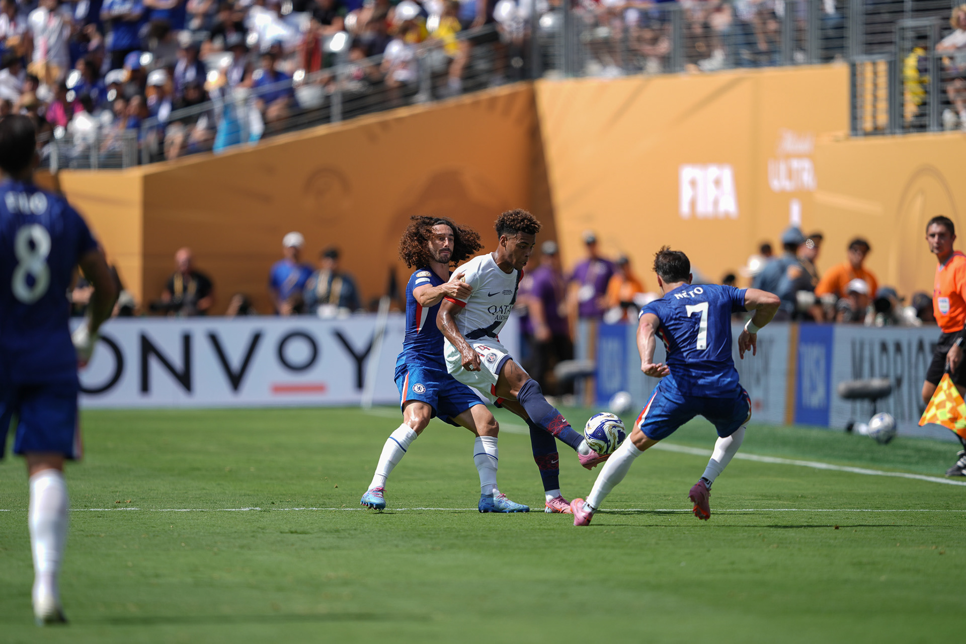 (SPO) Medal Ceremony for Players of Chelsea and PSG: FIFA Club World Cup 2925. July 13, 2025, New Jersey, USA: Medal Ceremony of finalists of FIFA Club World Cup 2025 presented by US President Donald Trump and FIFA President Gianni Infantino after soccer match between Chelsea and PSG valid for the finals of FIFA Club World Cup 2025 at MetLife stadium in New Jersey. Chelsea won 3-0.