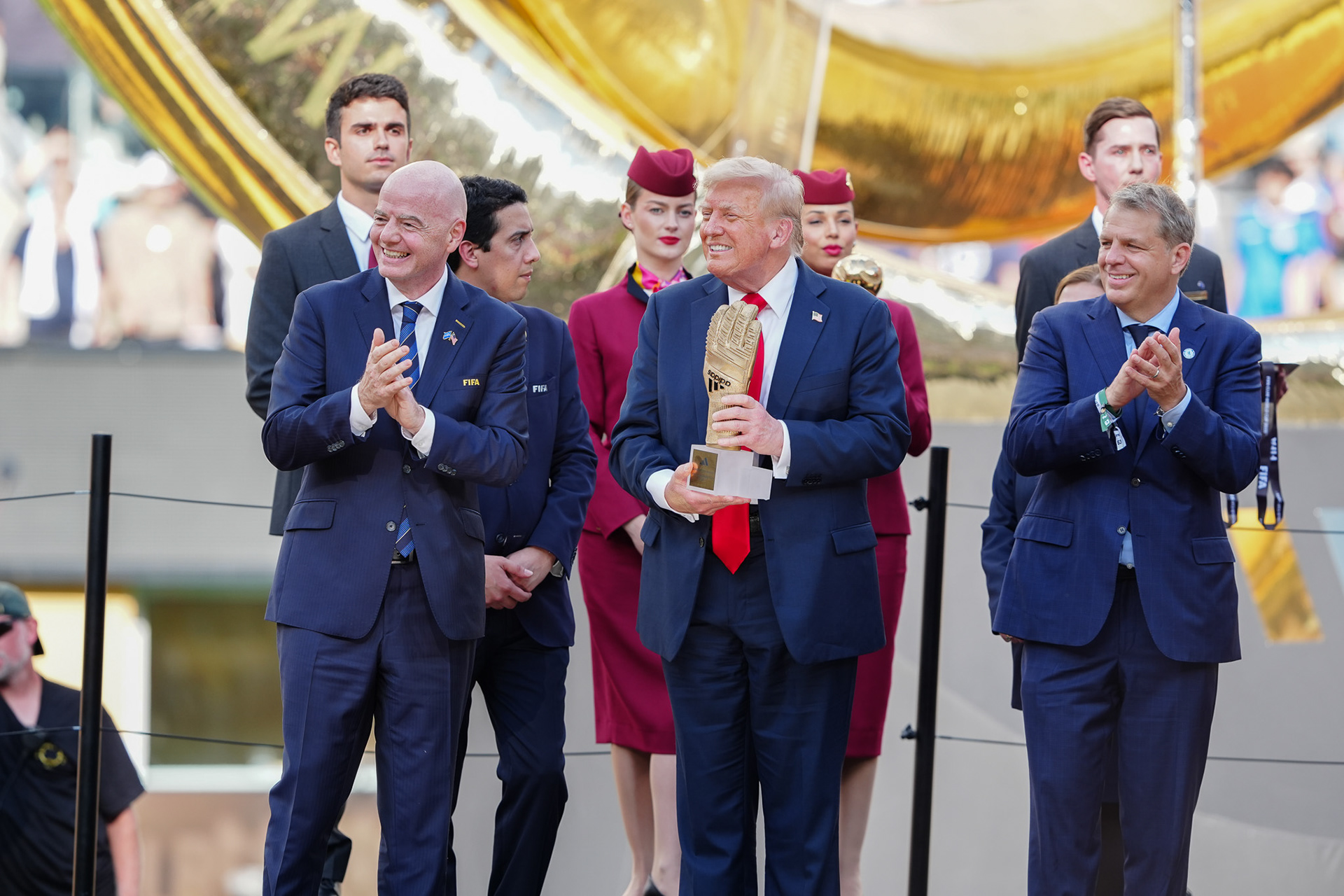 (SPO) Medal Ceremony for Players of Chelsea and PSG: FIFA Club World Cup 2925. July 13, 2025, New Jersey, USA: Medal Ceremony of finalists of FIFA Club World Cup 2025 presented by US President Donald Trump and FIFA President Gianni Infantino after soccer match between Chelsea and PSG valid for the finals of FIFA Club World Cup 2025 at MetLife stadium in New Jersey. Chelsea won 3-0.