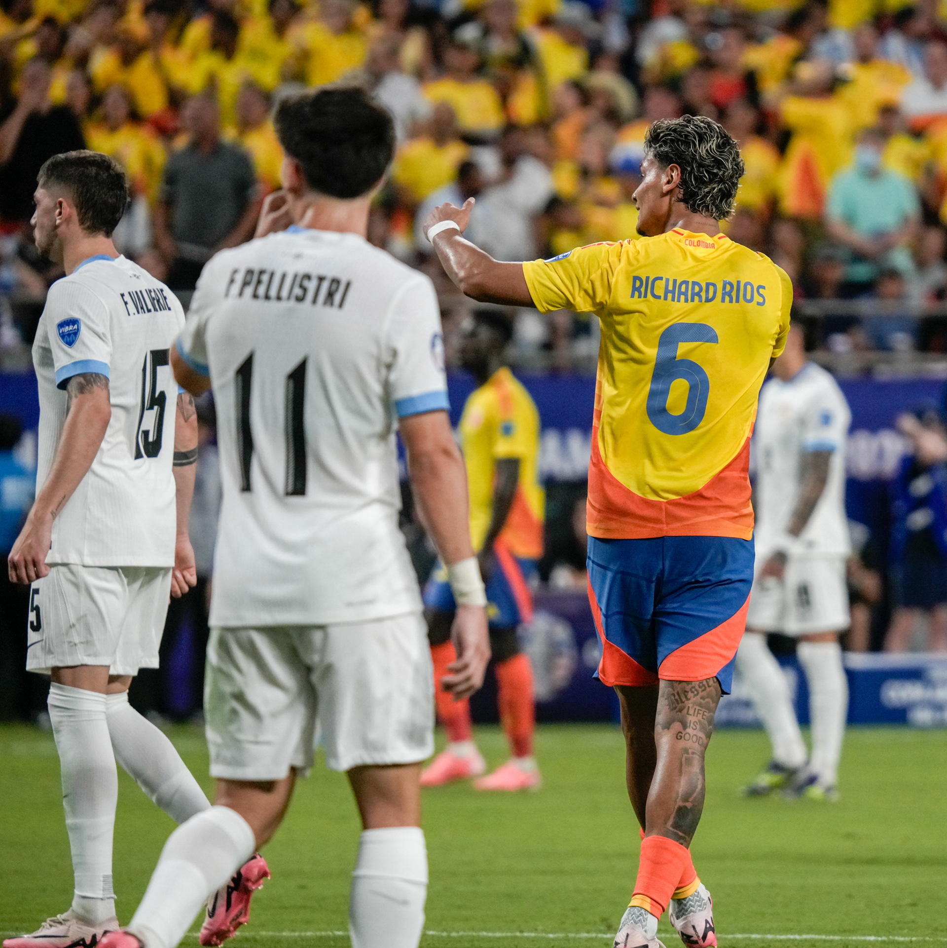 Colombia vs. Uruguay — Copa América Semifinal, 2024. A fierce battle under the lights, where intensity and character defined every minute. Colombia faced Uruguay in a hard-fought semifinal marked by passion, tactical discipline, and unwavering determination — a performance that reflected the heart of a nation dreaming of the final stage.