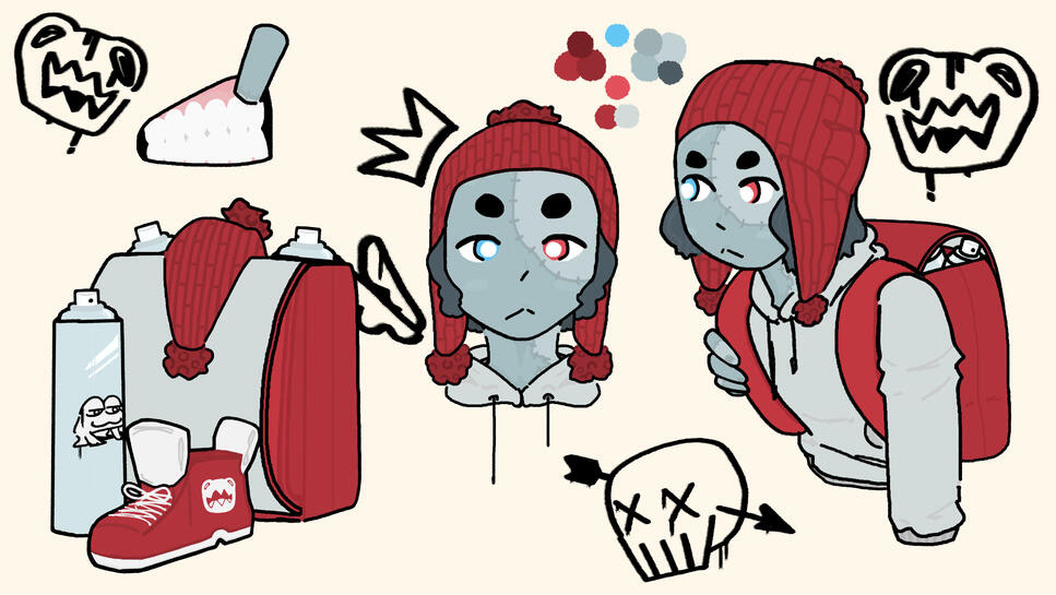 Old design for a deuteragonist zombie character for VOLIA's old story.
