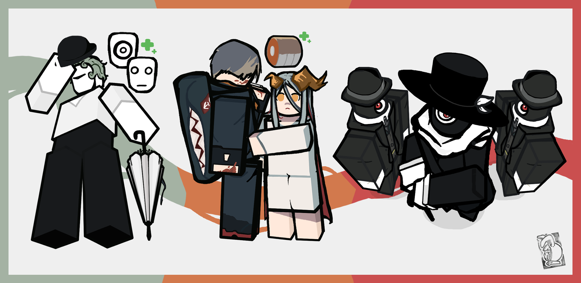 Skin concept for the game 'Forsaken'. Characters from Japanese songwriter/singer Eve's MVs as skins for the game.