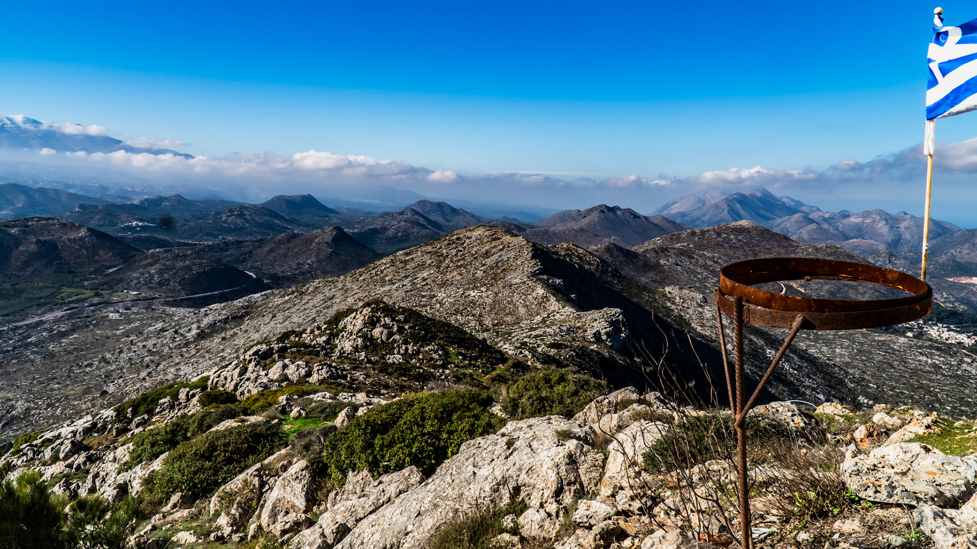 Greek Flag On the Top