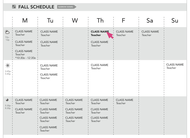 Wireframe for the calendar feature