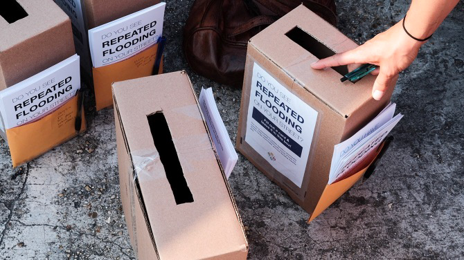 Survey boxes used to learn of flooding hot spots and community interest in flooding related topics