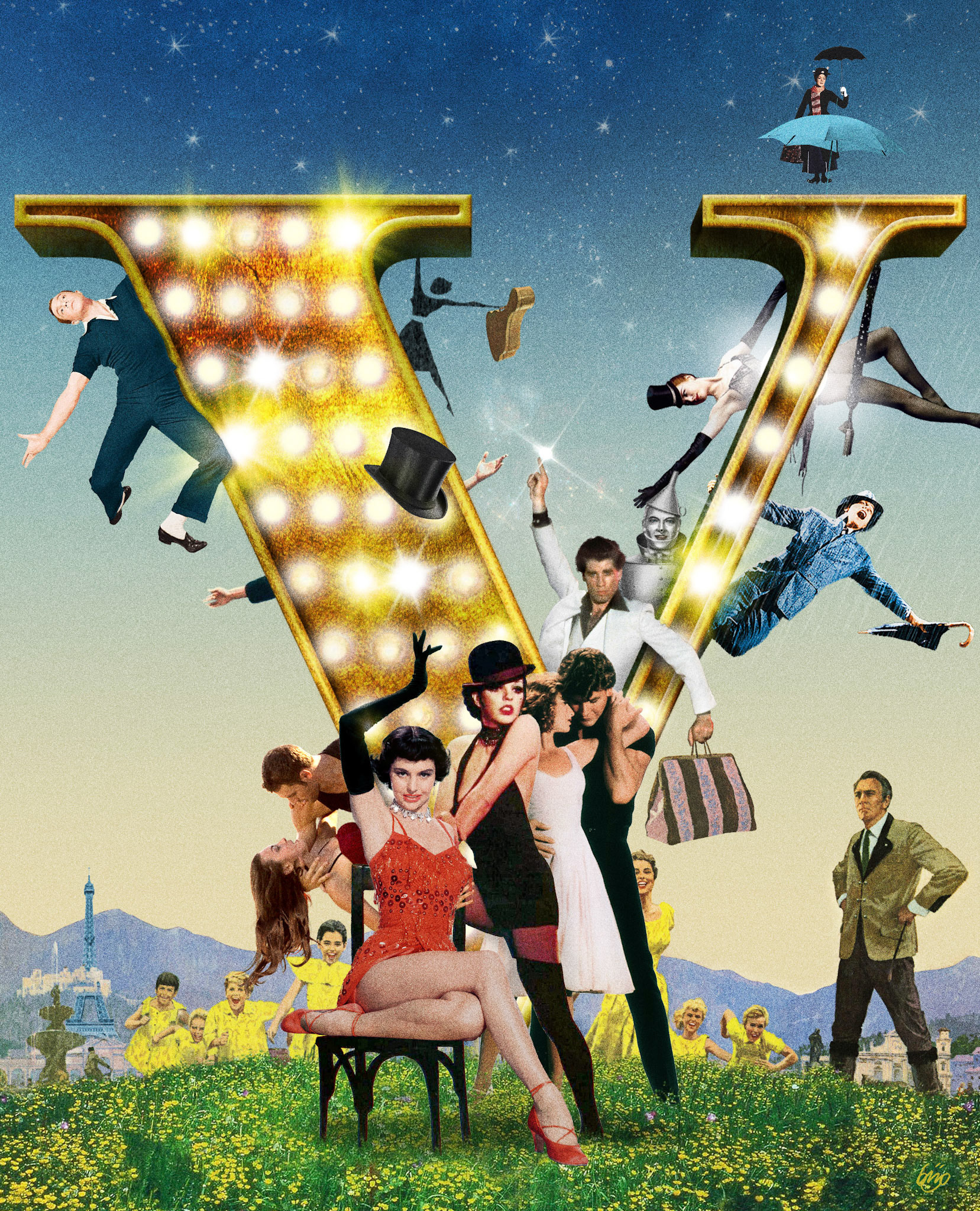 Cover-illustratie voo V-katern de Volkskrant n.a.v. het verschijnen van LaLaLand, een musical.