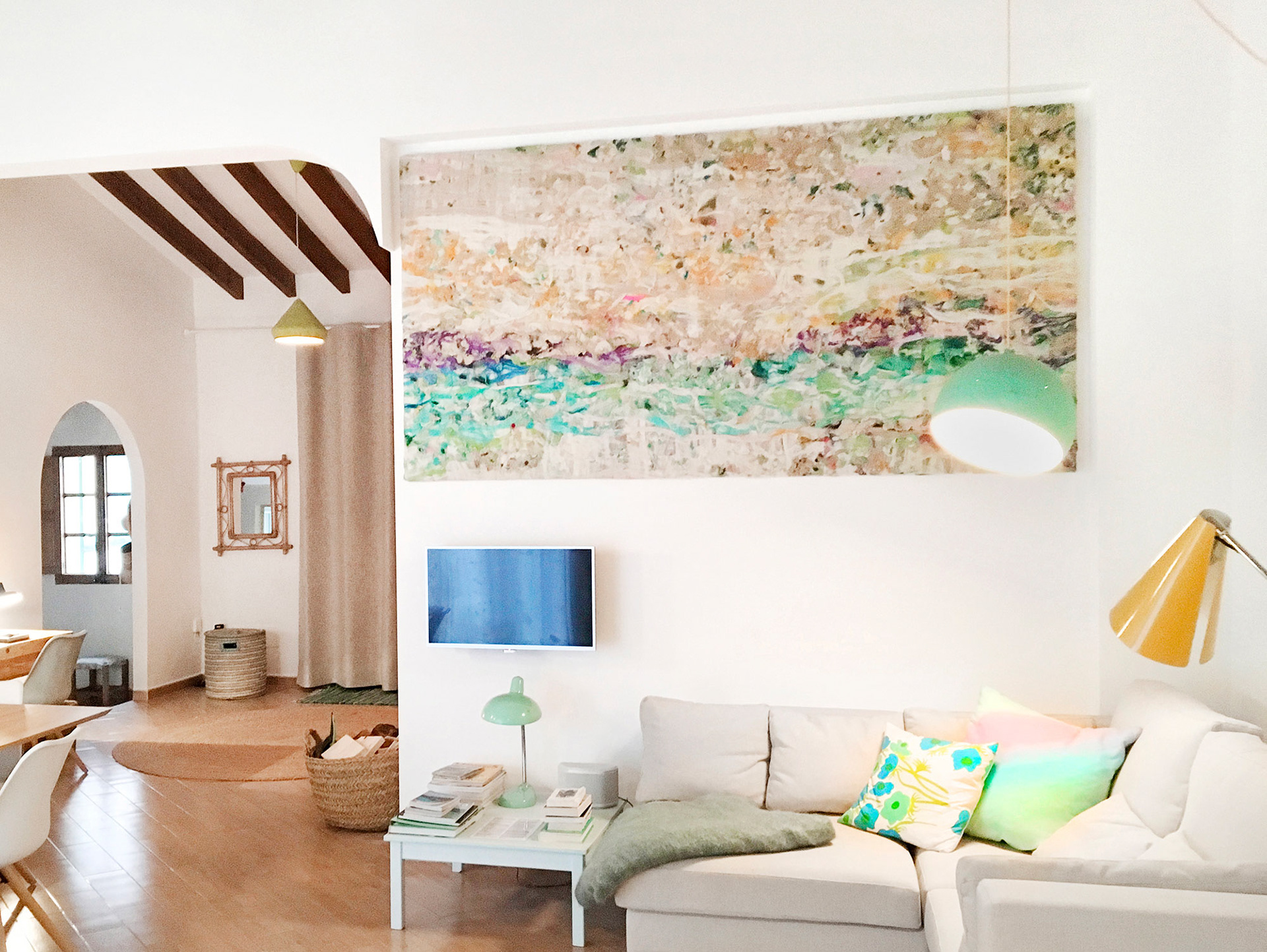 SUNSET felt painting by Cornelia Koch, installation view