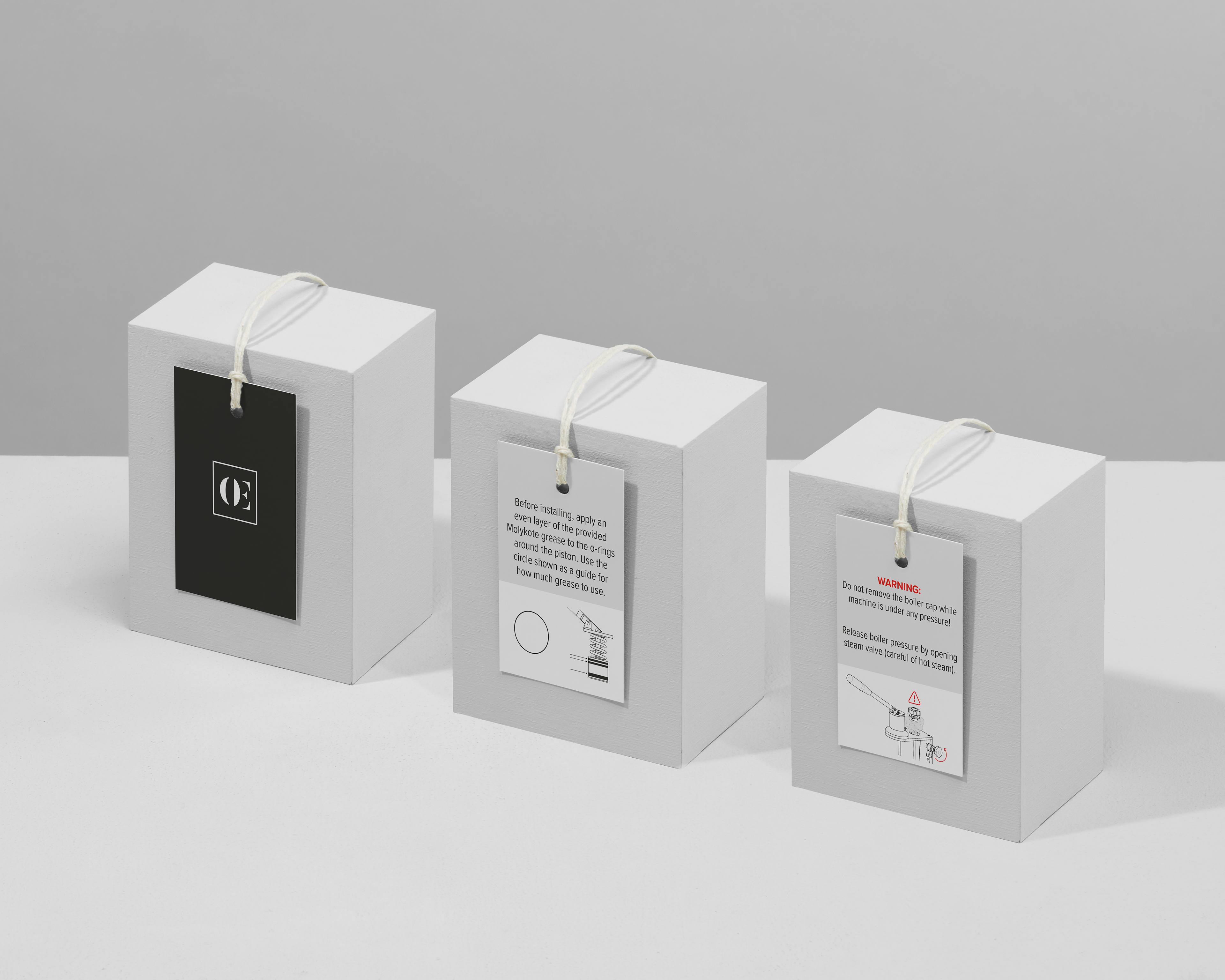 Small tags that are included in each package highlighting some of the most important considerations