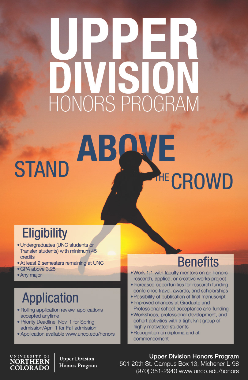 Promotional poster for the Upper Division Honors Program