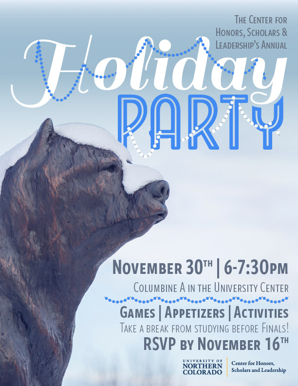 Email advertisement for our annual Holiday Party