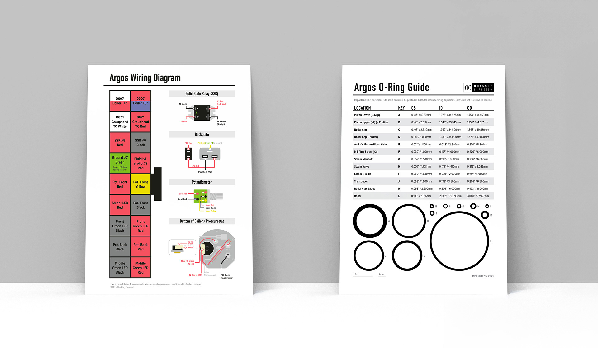 While creating the wiring diagram, I made sure to consider color blindness to ensure ease of use among all audiences. The O-Ring guide is a comprehensive and to-scale diagram showing all of the gaskets used on the machine.