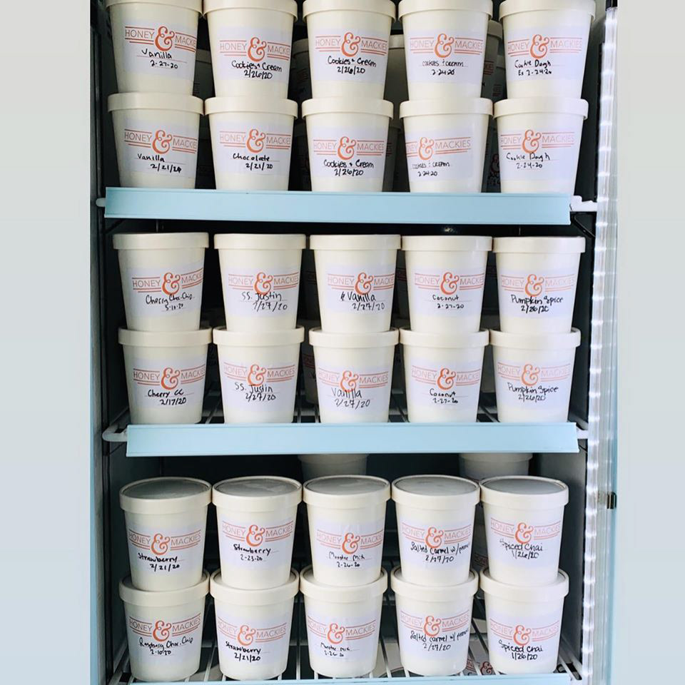 On the left is the original cooler. It is like any other basic coolers at convience stores and the pints are just white with a sticket of their logo and they write the flavor name and expiration date under the logo.