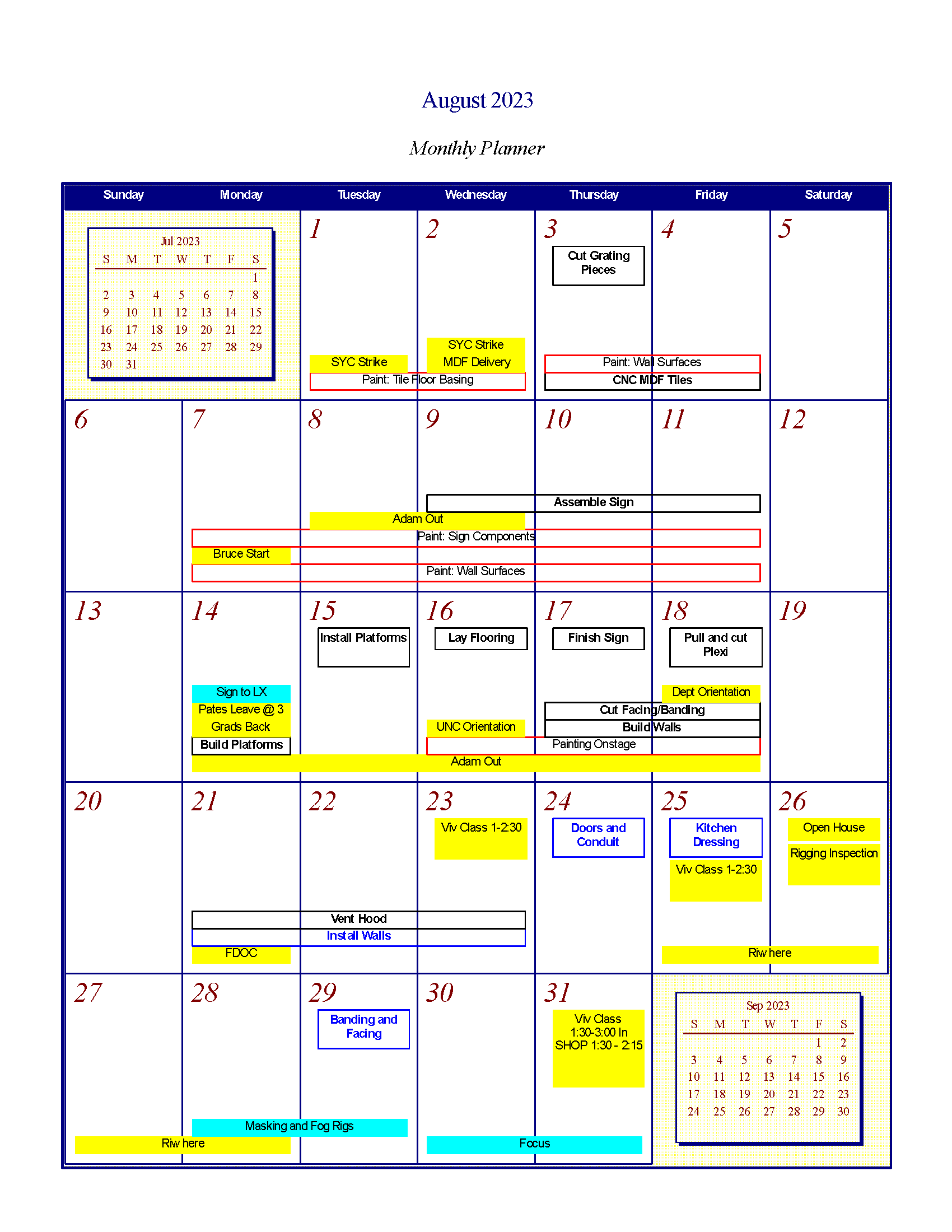 Sample Calendar