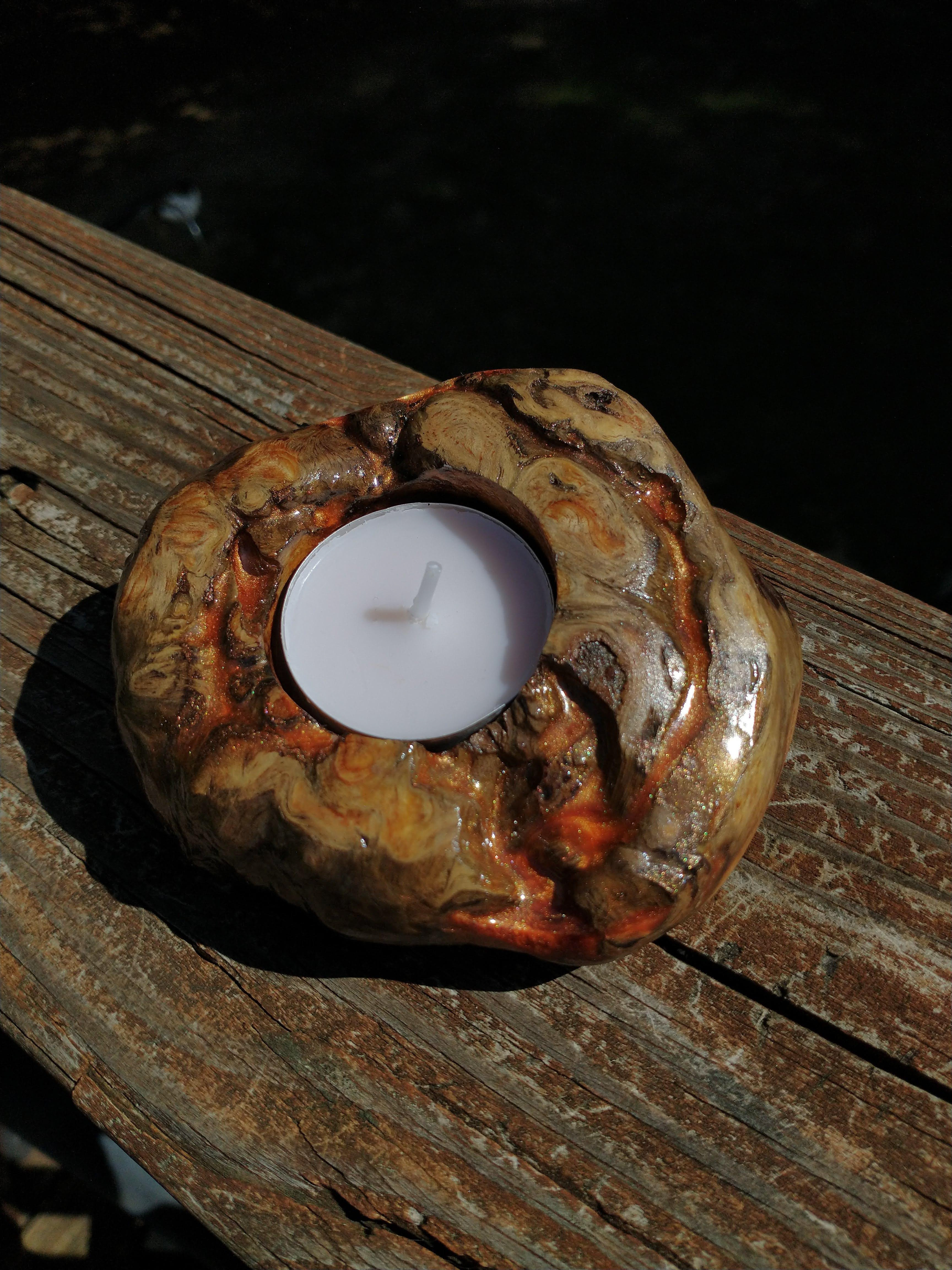 Wood Burl Candle Holder