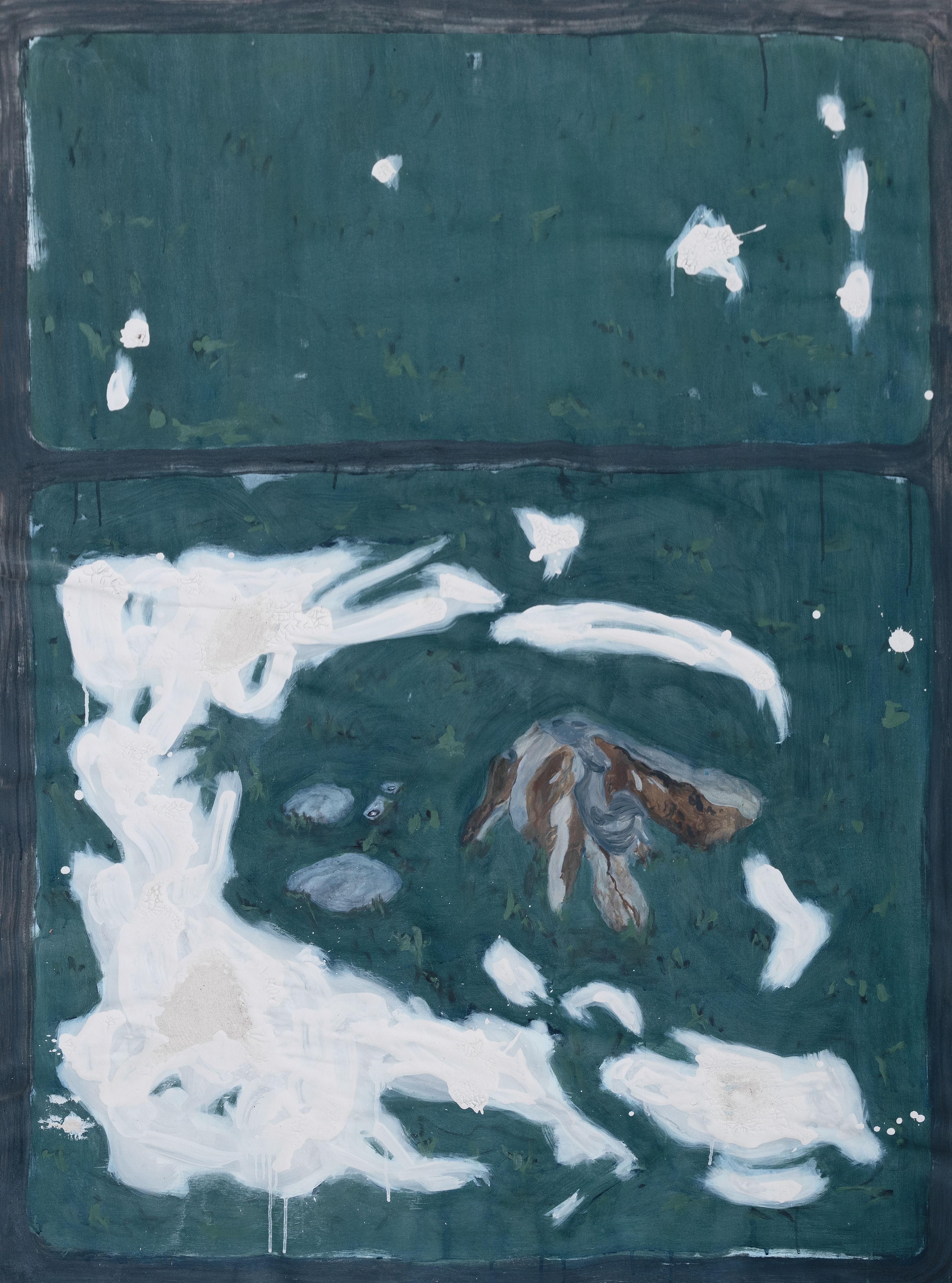Nature via Screen, 120x173 cm, acrylic and polish on canvas