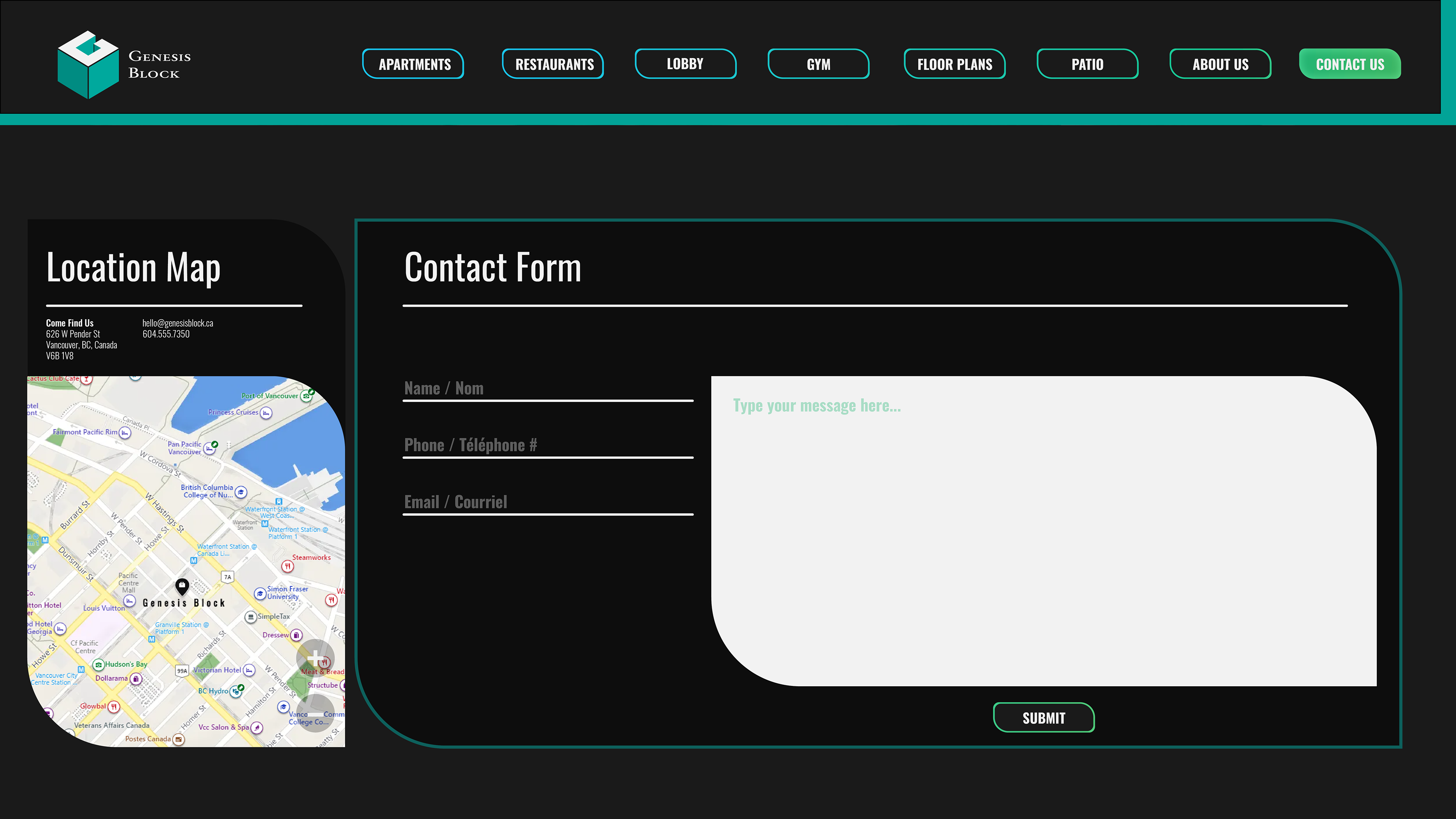 Contact Us Page Mockup