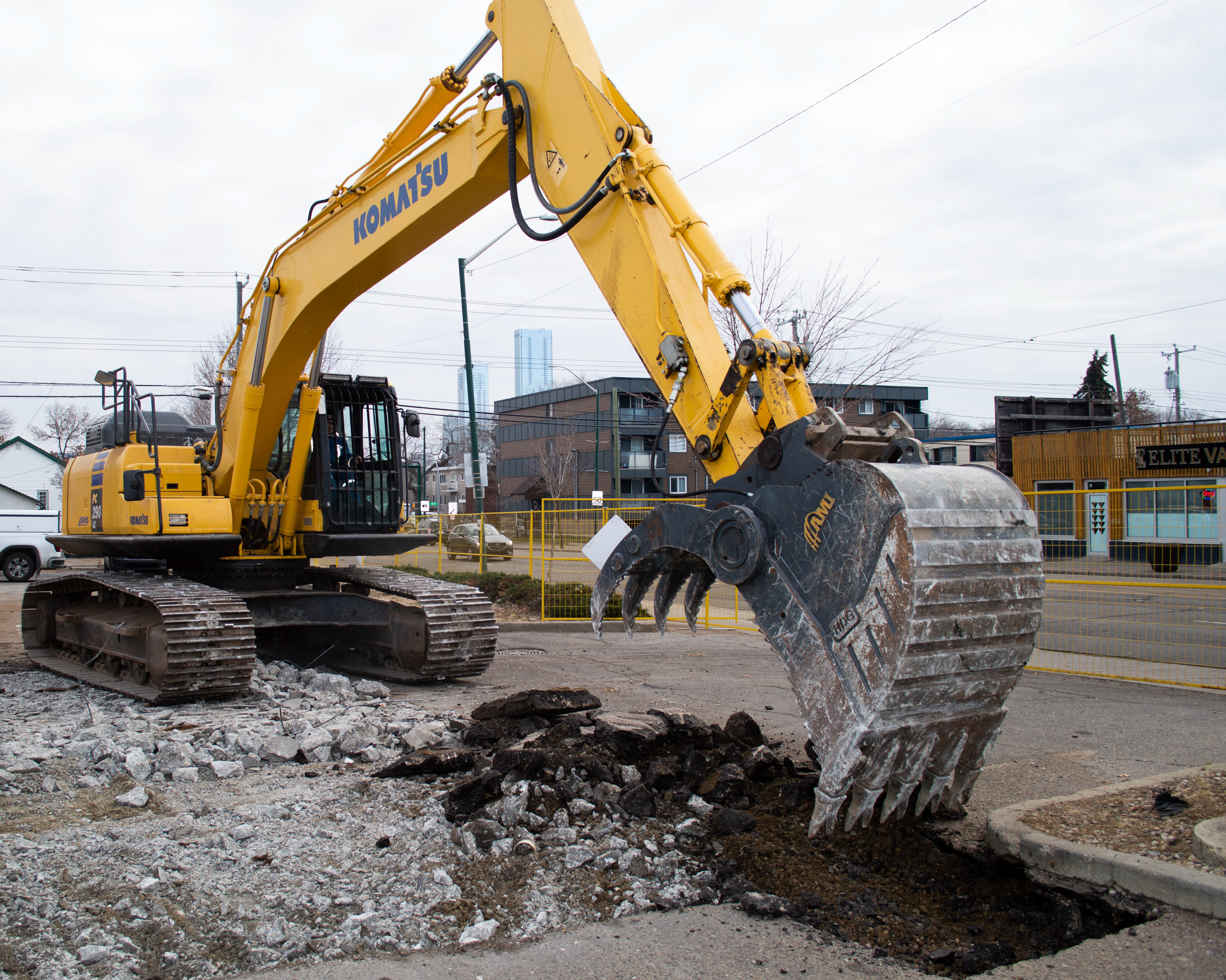 Photoshoot of a large Backhoe
