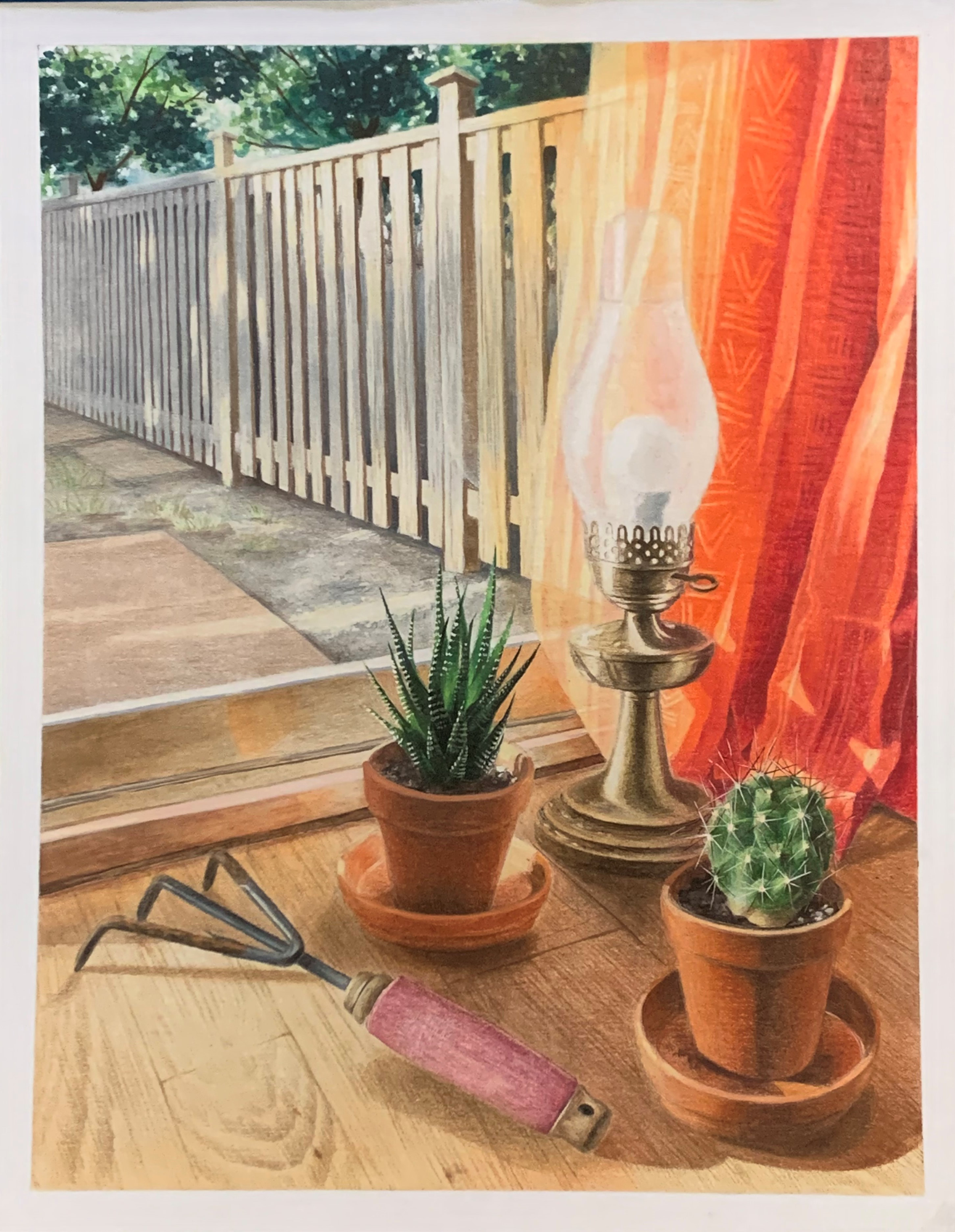 Still life of various objects next to a window (2021)