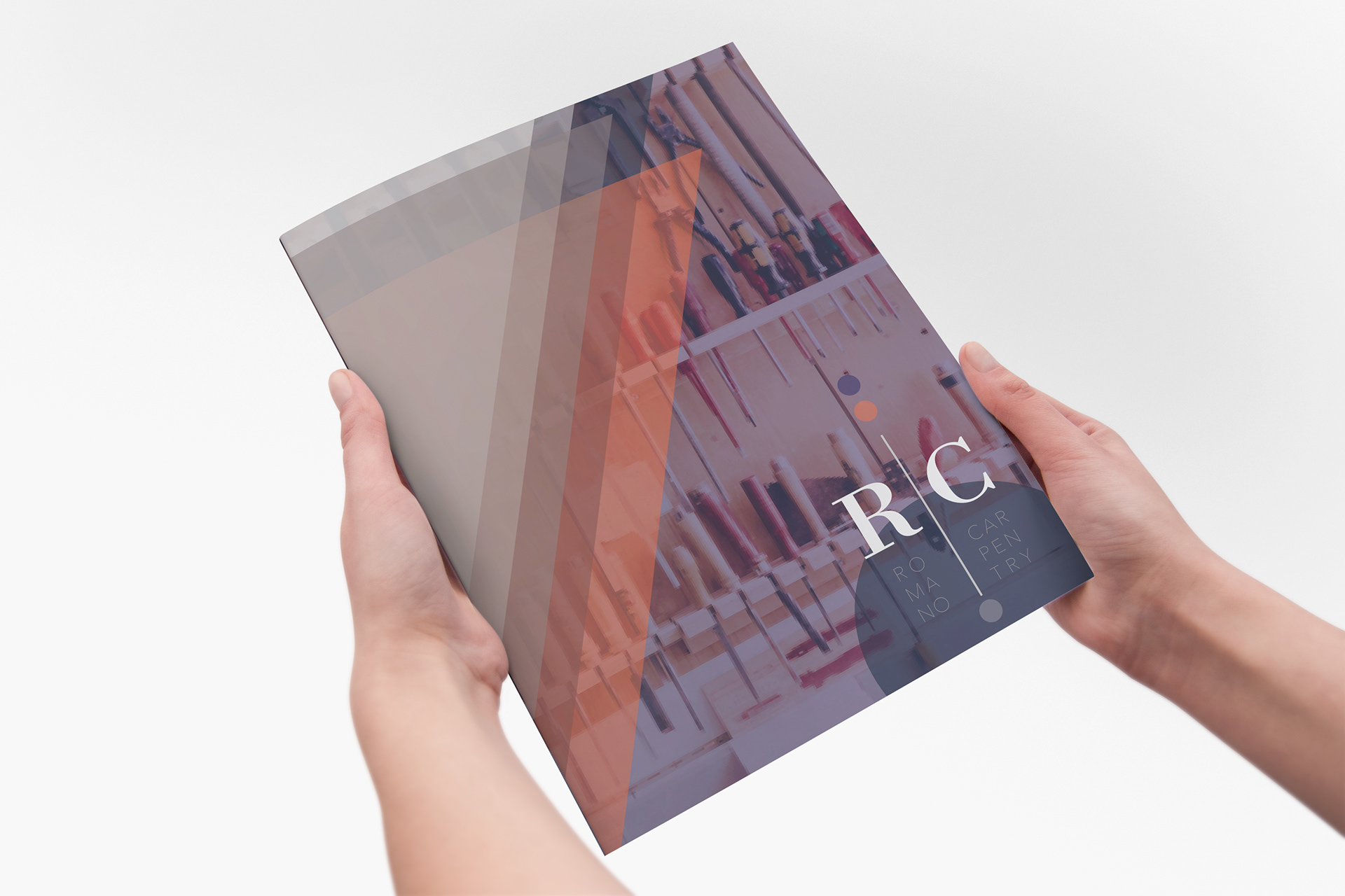 A print mock-up of a project inspired by previous work for Romano Carpentry. Images are a mix of my own and stock.