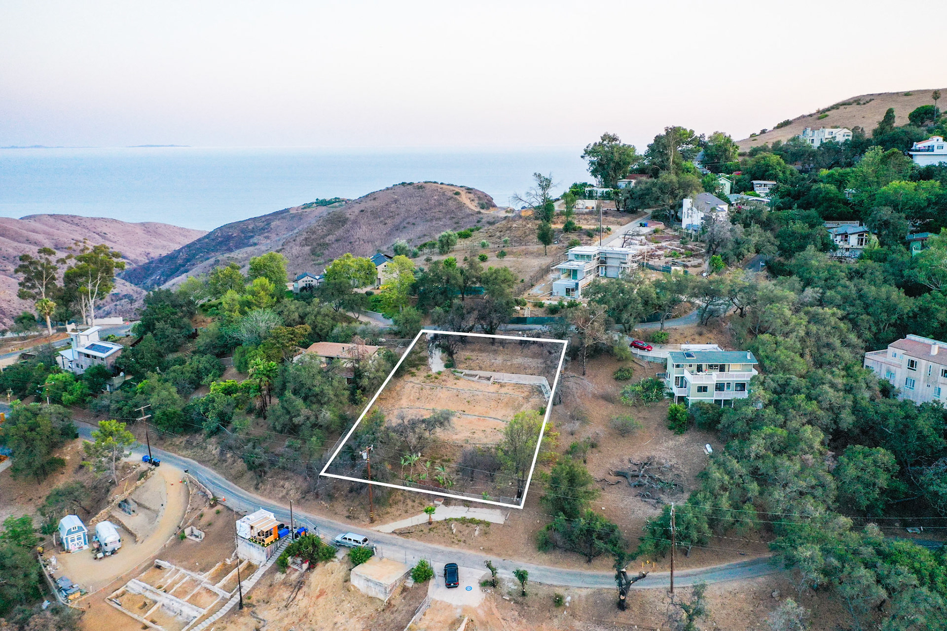 Real estate photography showing property lines