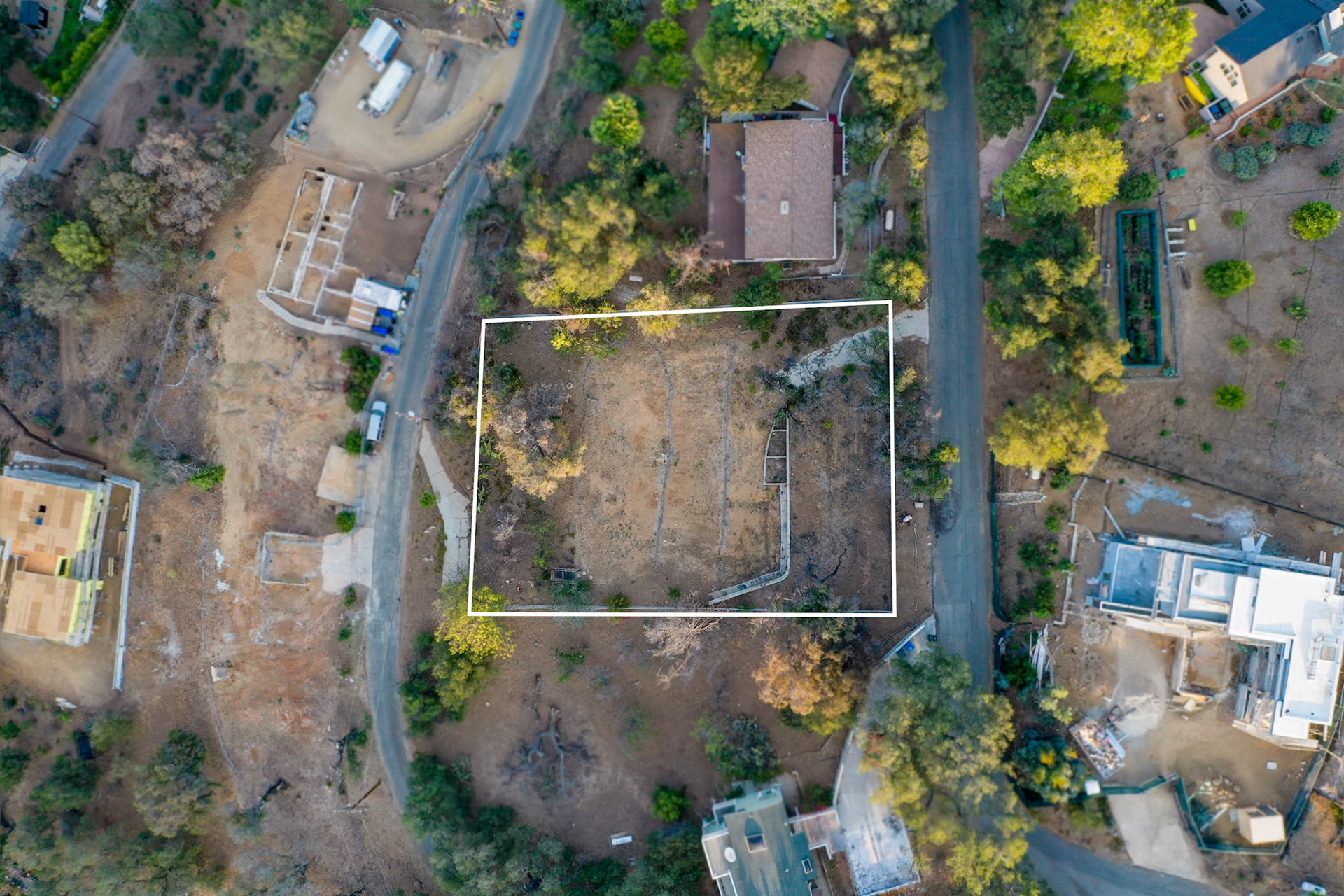 Real estate photography showing property lines