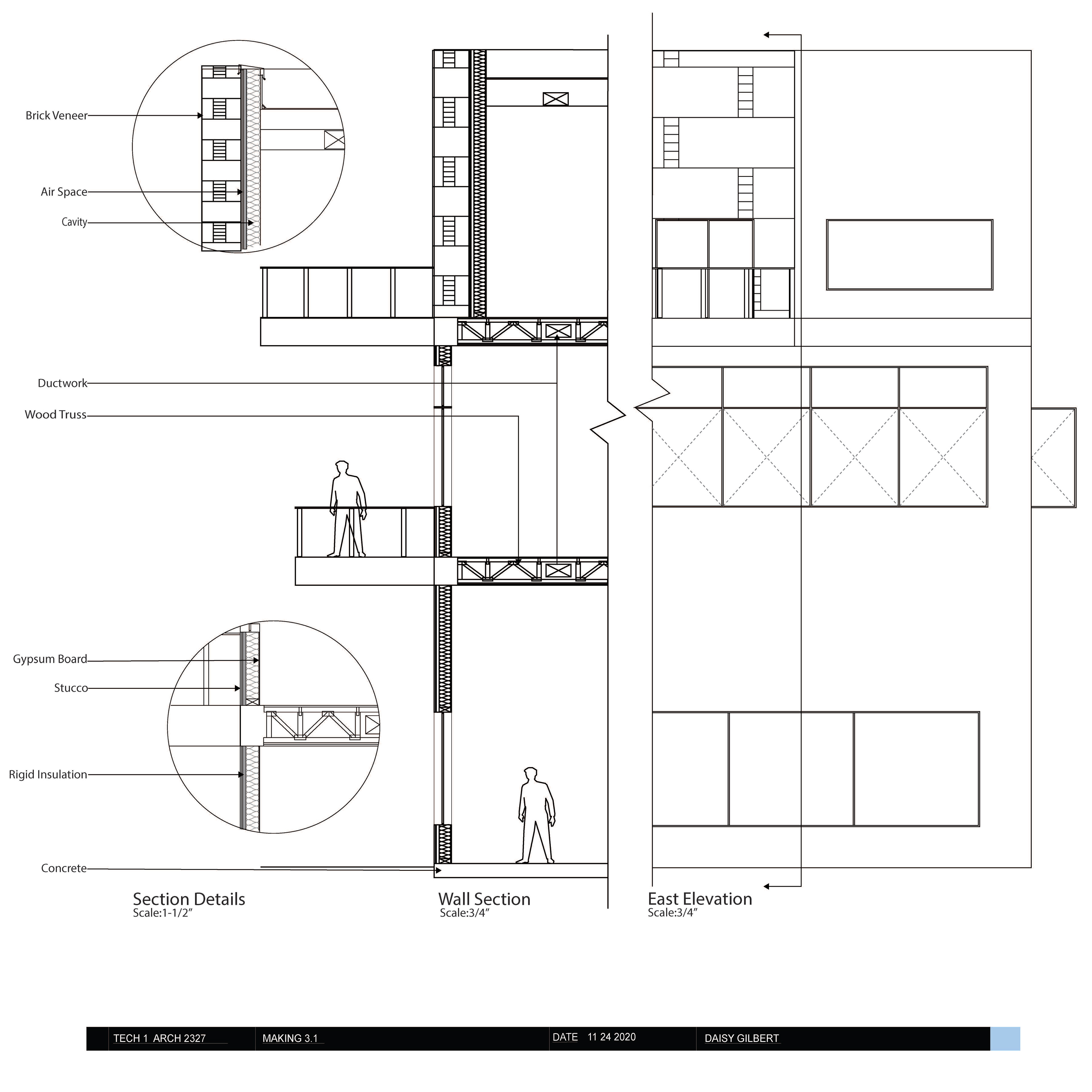 Tech Detail Section of Studio Project (rhino, autocad & illustrator)