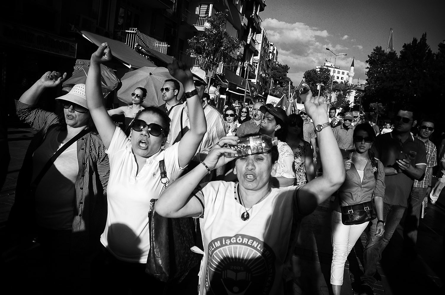 People marching on the streets during the protests.