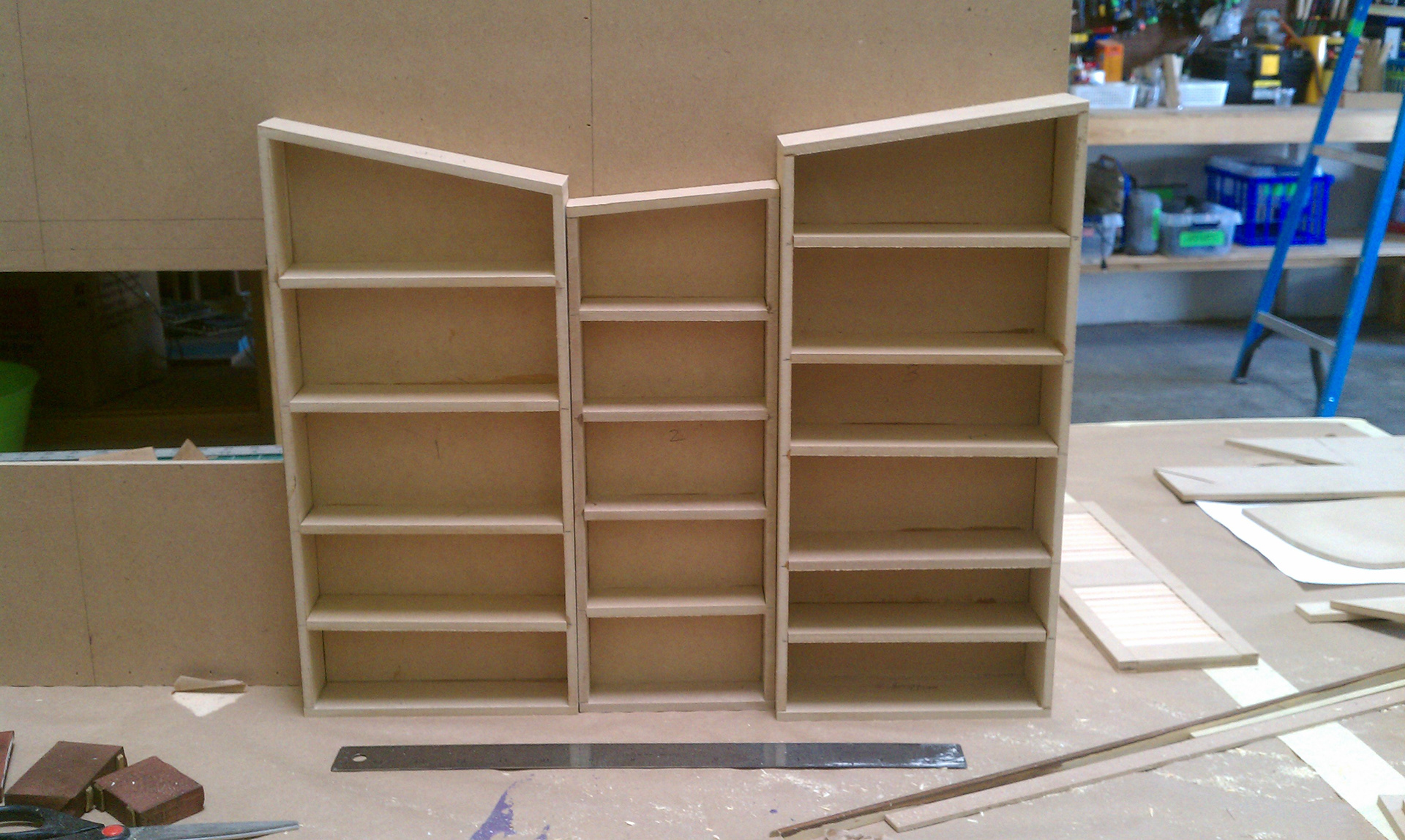 Book shelf construction. S1, E8 Video Games.
