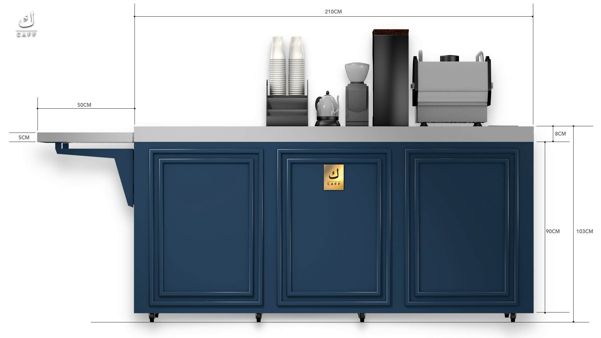 CAFF Mobile Kiosk-Front Elevation Dimensions