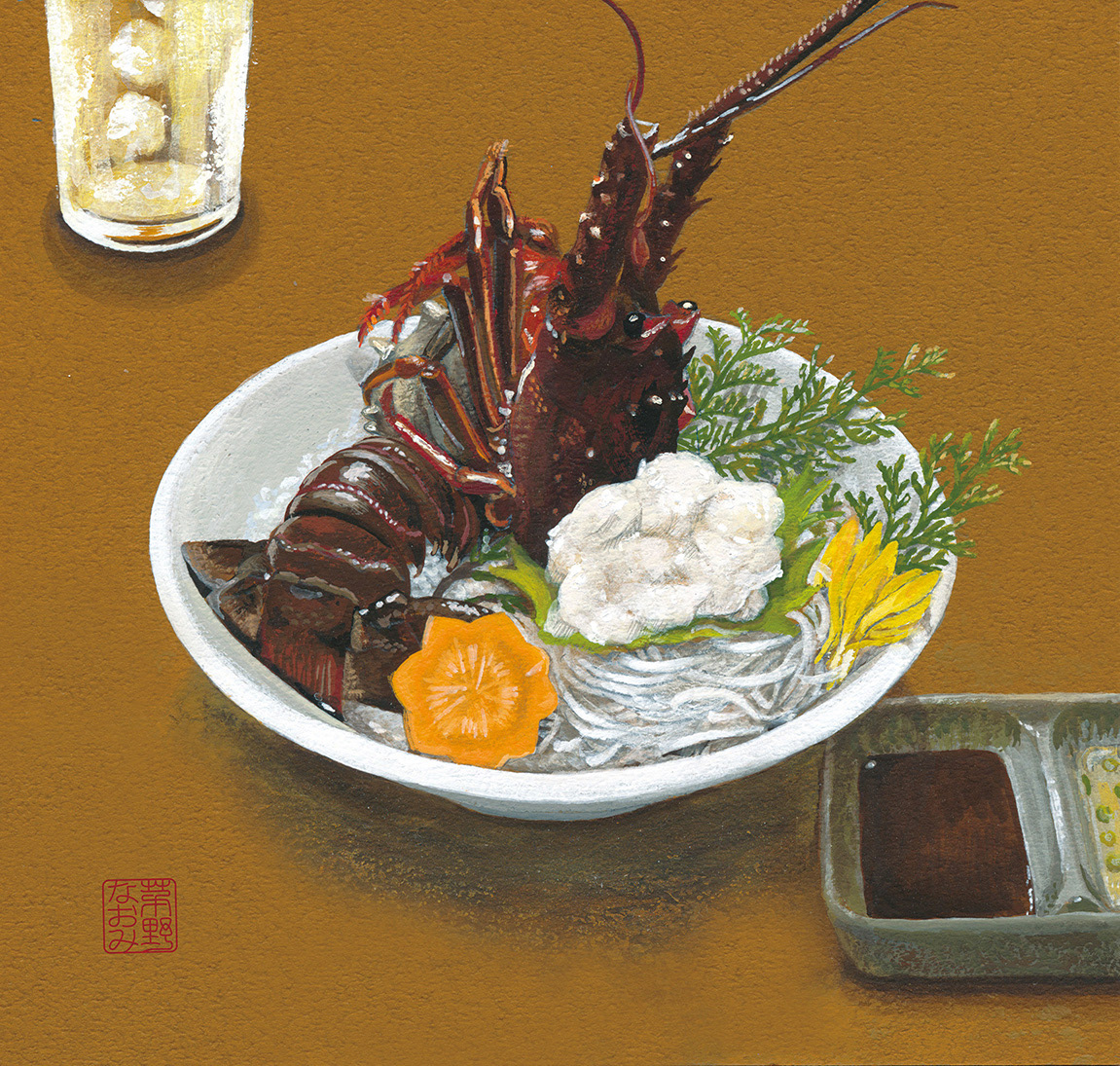 伊勢海老の刺身、ハイボール/鏡ヶ浦温泉【rokuza】