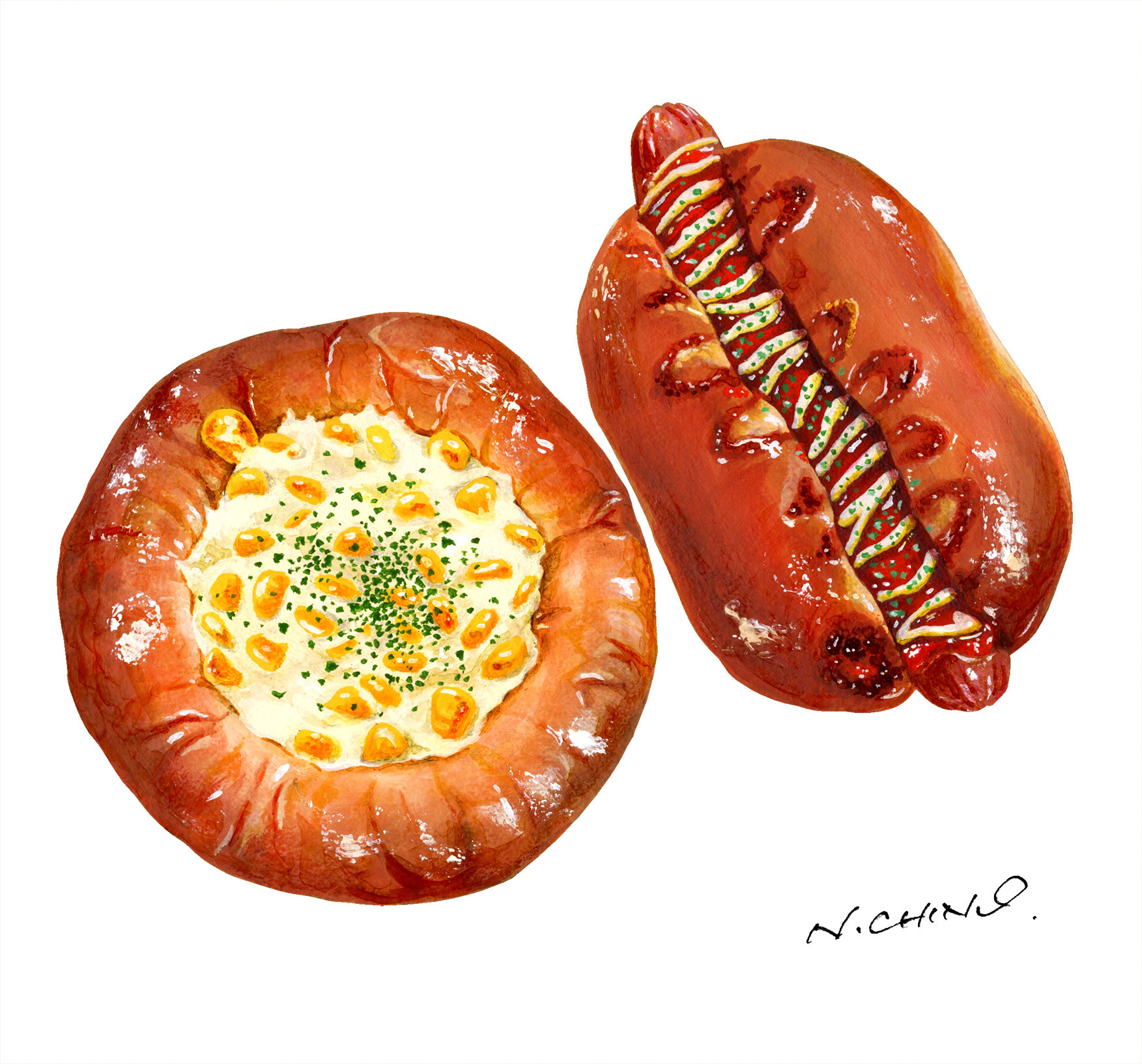 マヨコーンパンとソーセージパン
