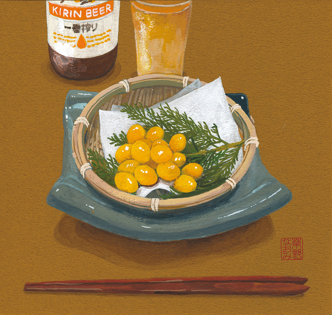 揚げ銀杏、キリン一番搾り/下北沢【魚真 別館】