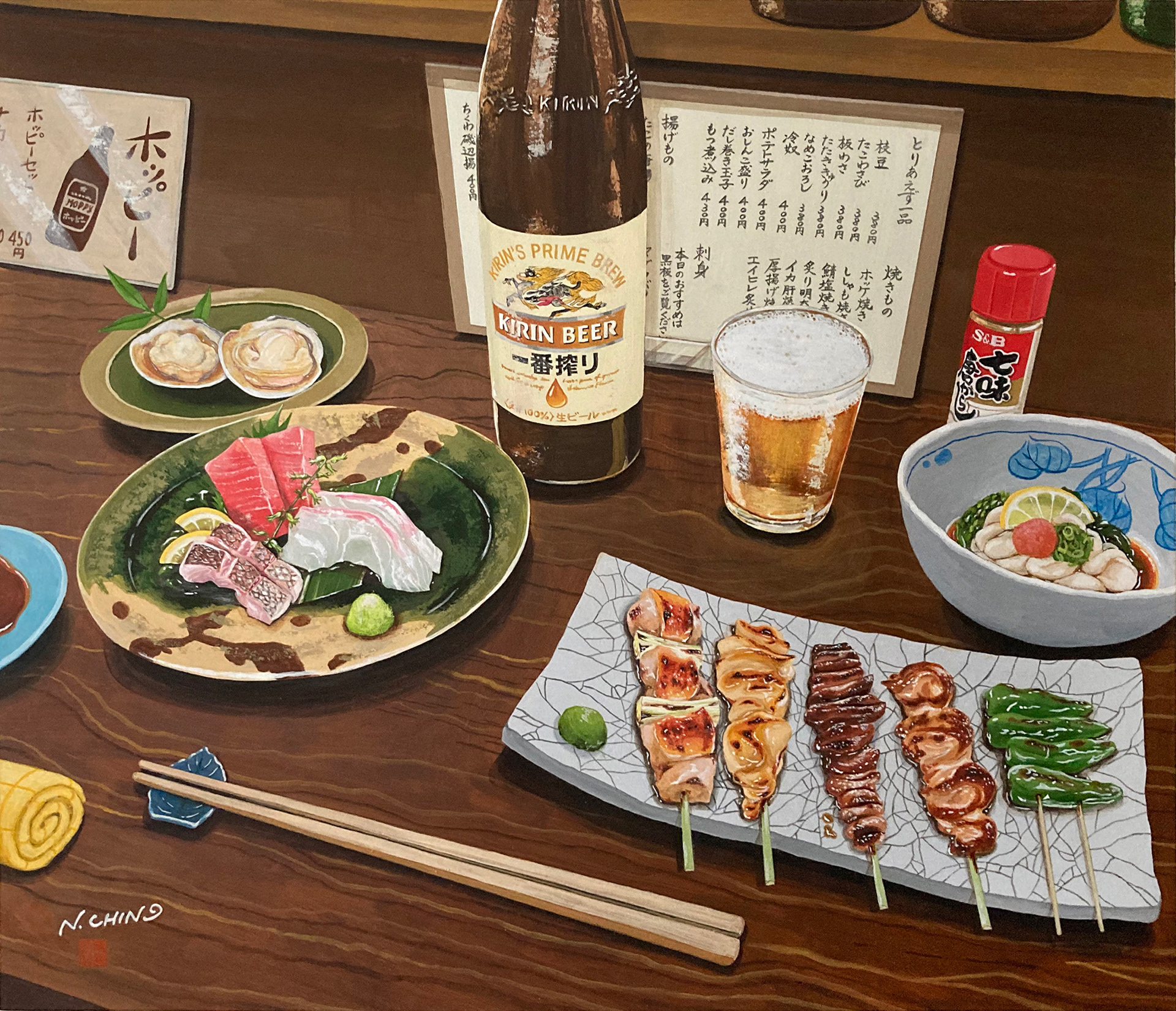 『居酒屋カウンターの食卓』Table à manger comptoir Izakaya