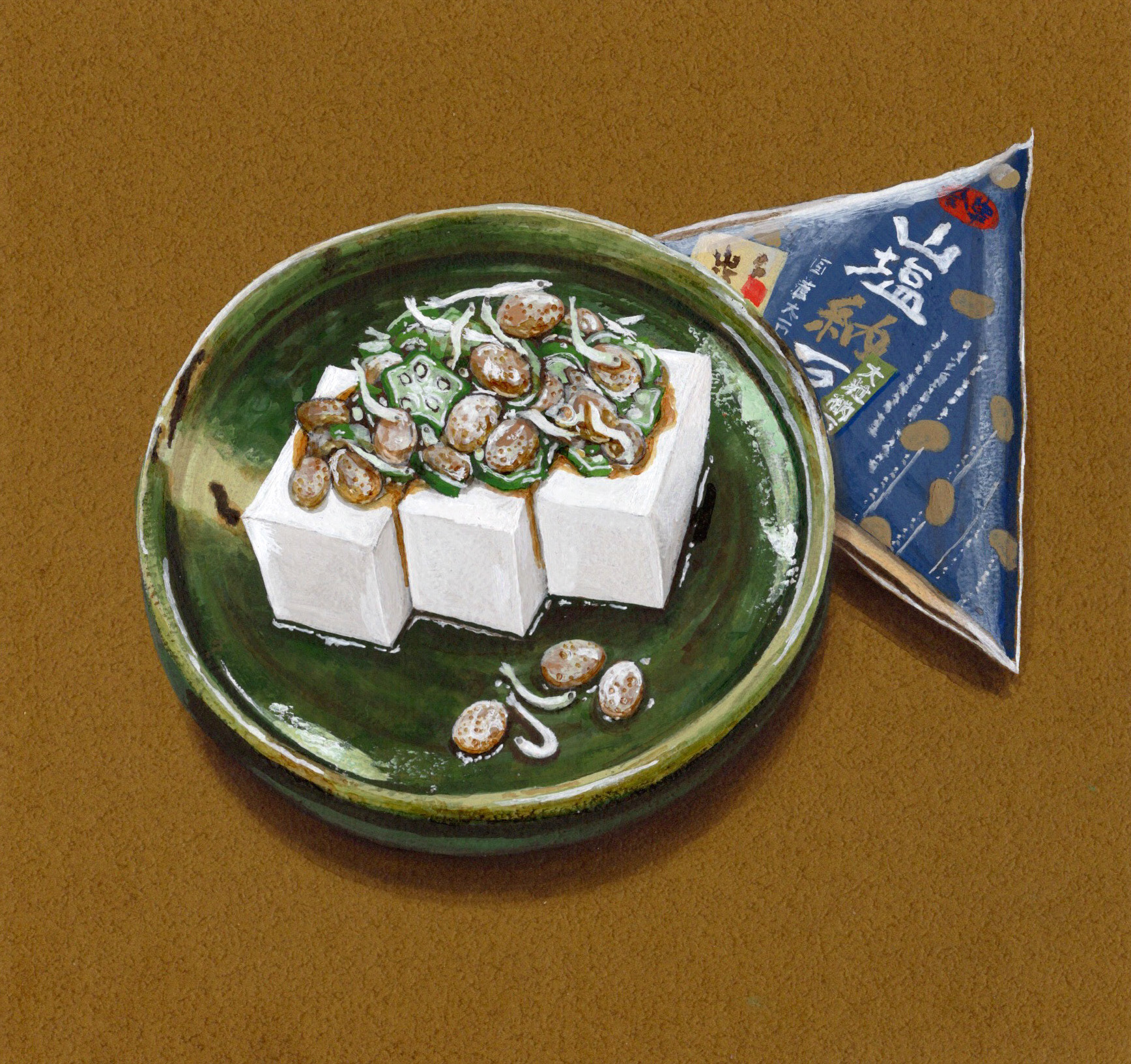 オクラとしらすの納豆冷奴