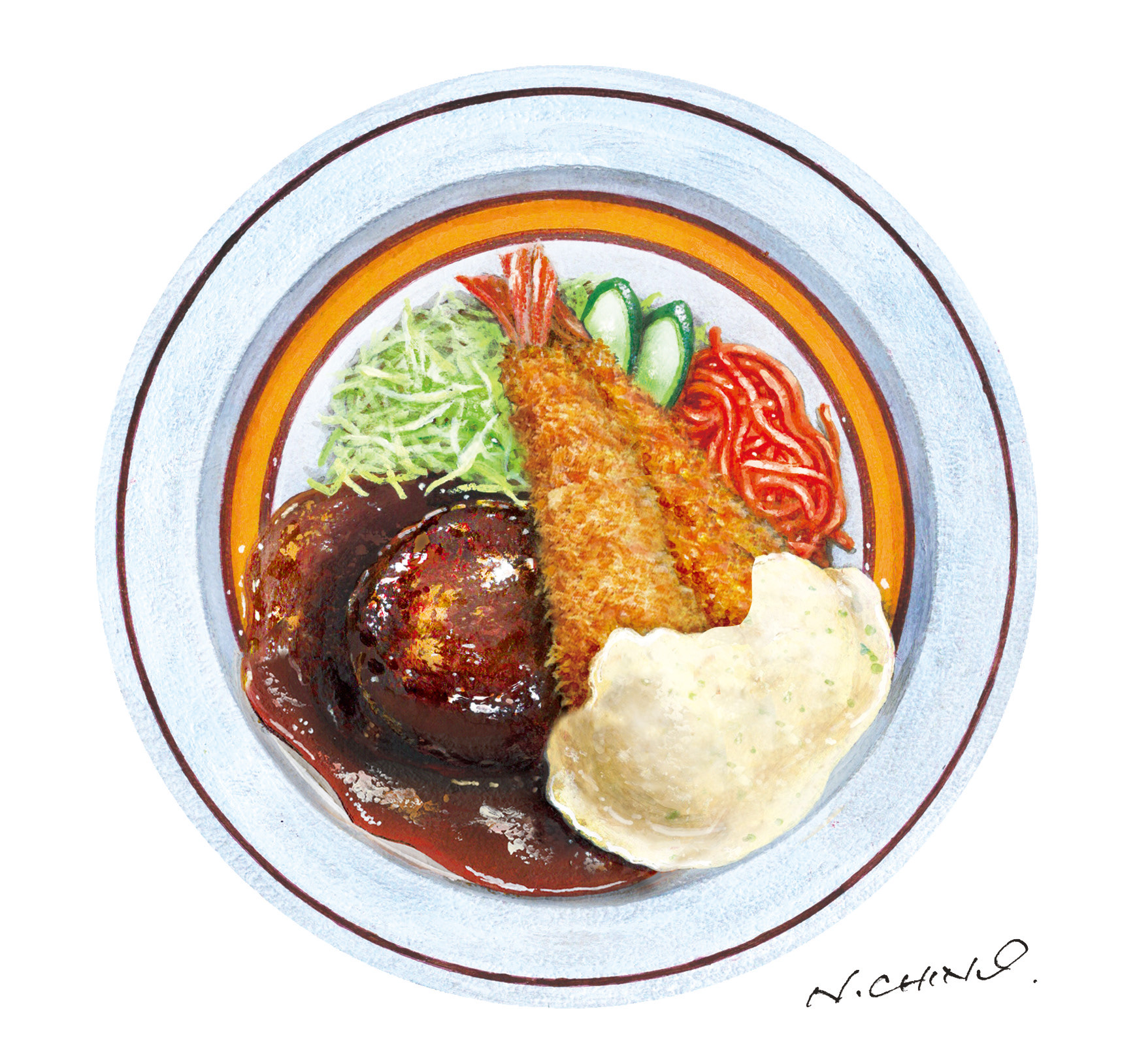 エビフライ&ハンバーグ