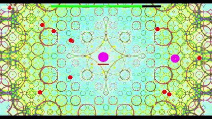 Wave with enemies (small red circles) and bosses (big pink circles)