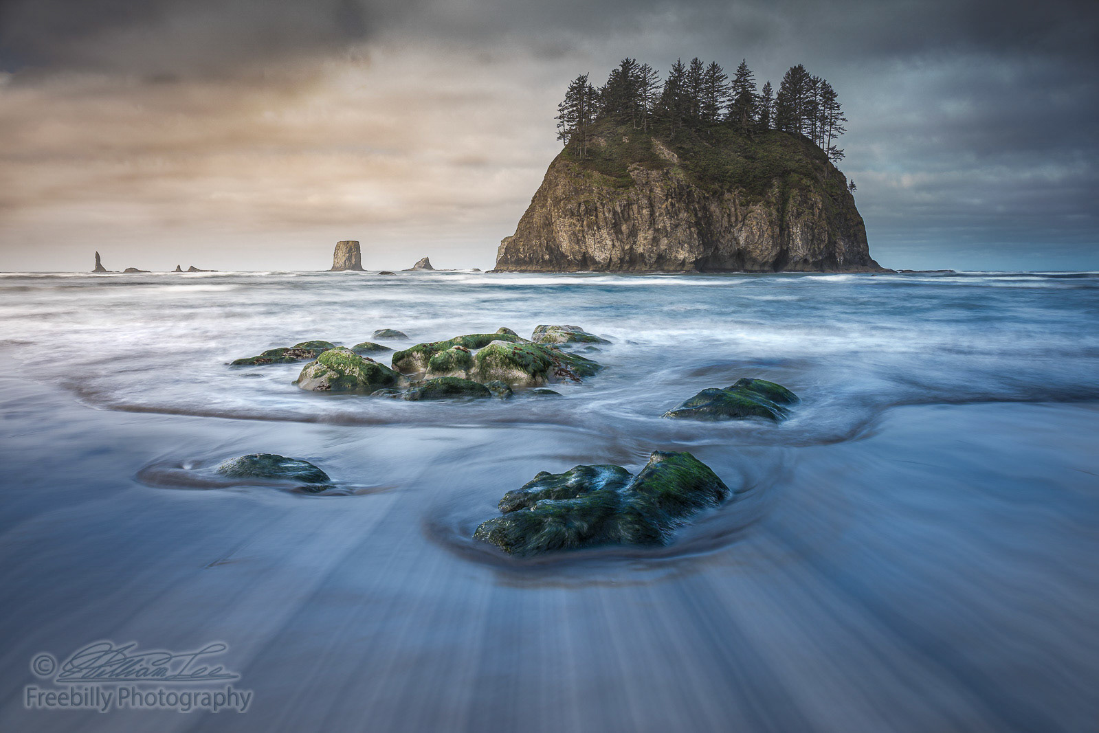 The ocean waves and sea stacks in Olympic national park