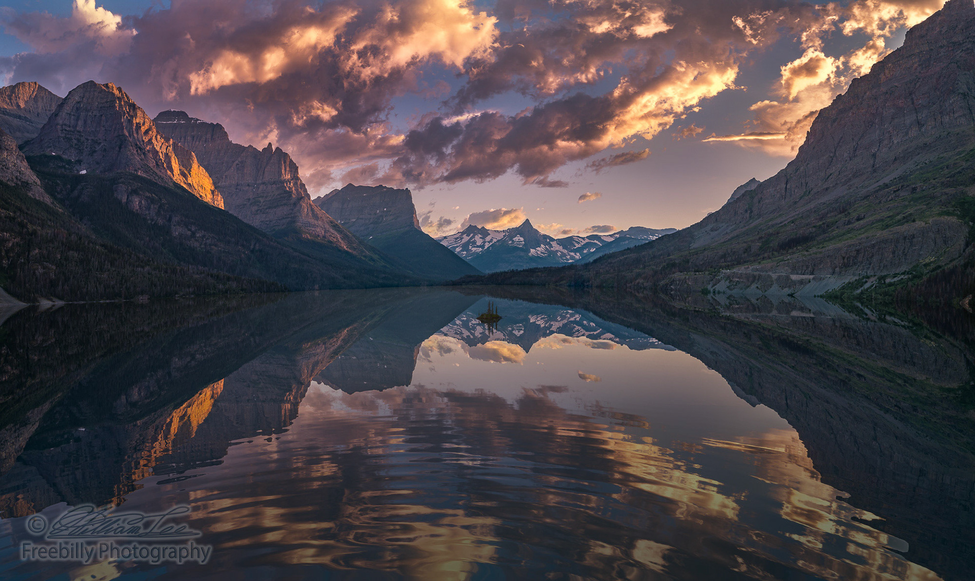 This is a panoramic view of the famous St Mary lake at Glacier National Park.