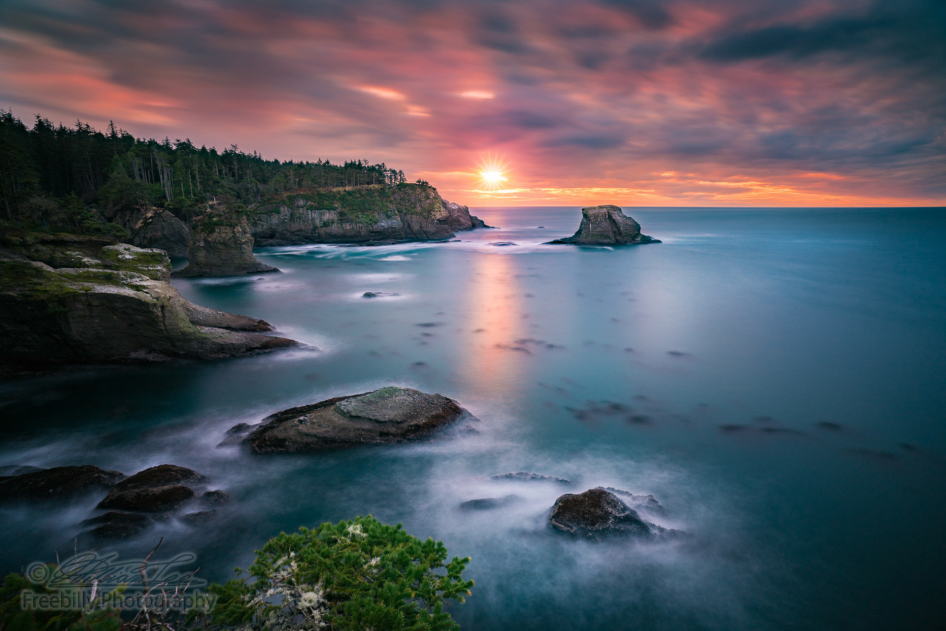 This sunset view was taken at the north west corner of the USA