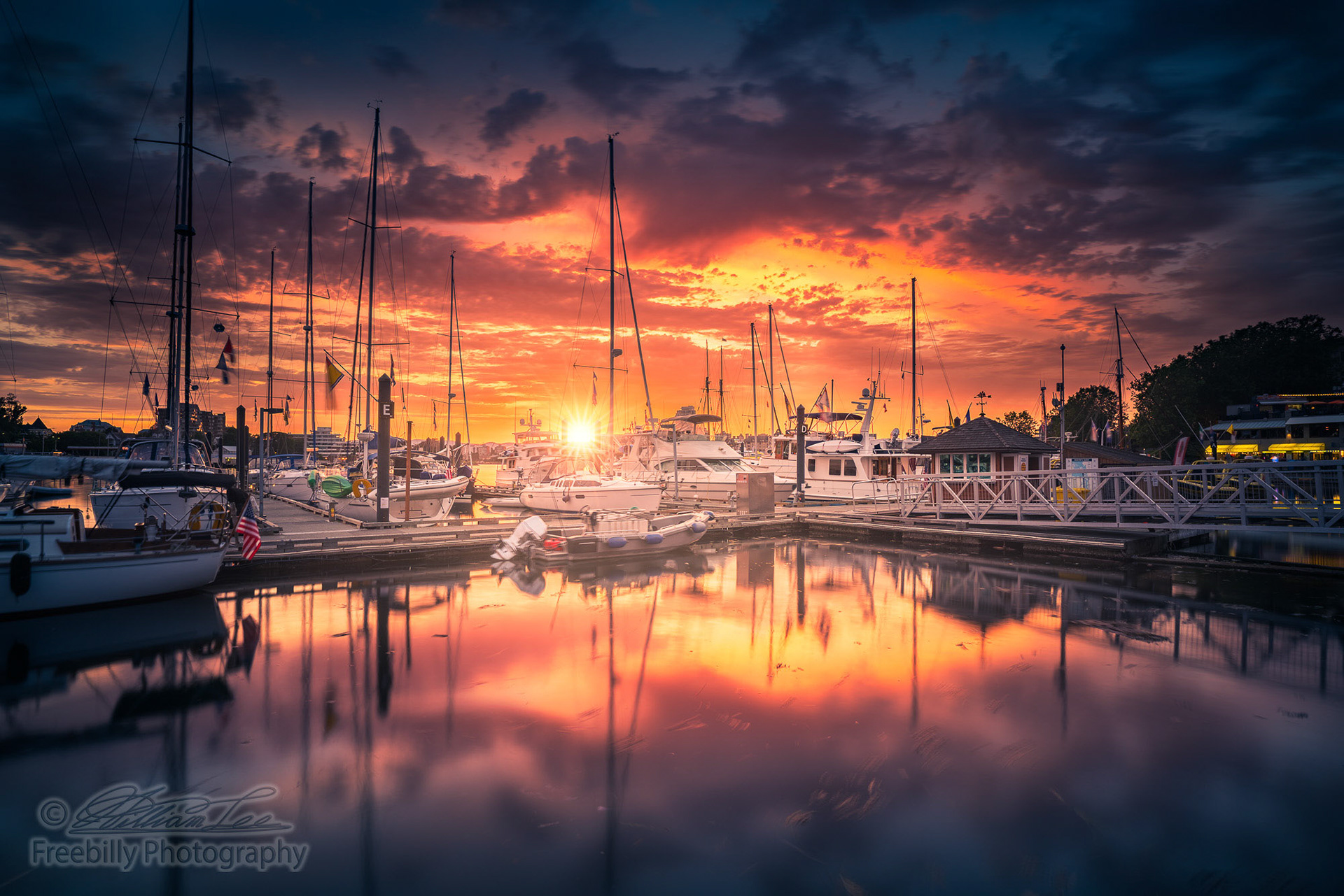 This is a photograph of an epic sunset at Victoria Harbor, Vancouver, BC