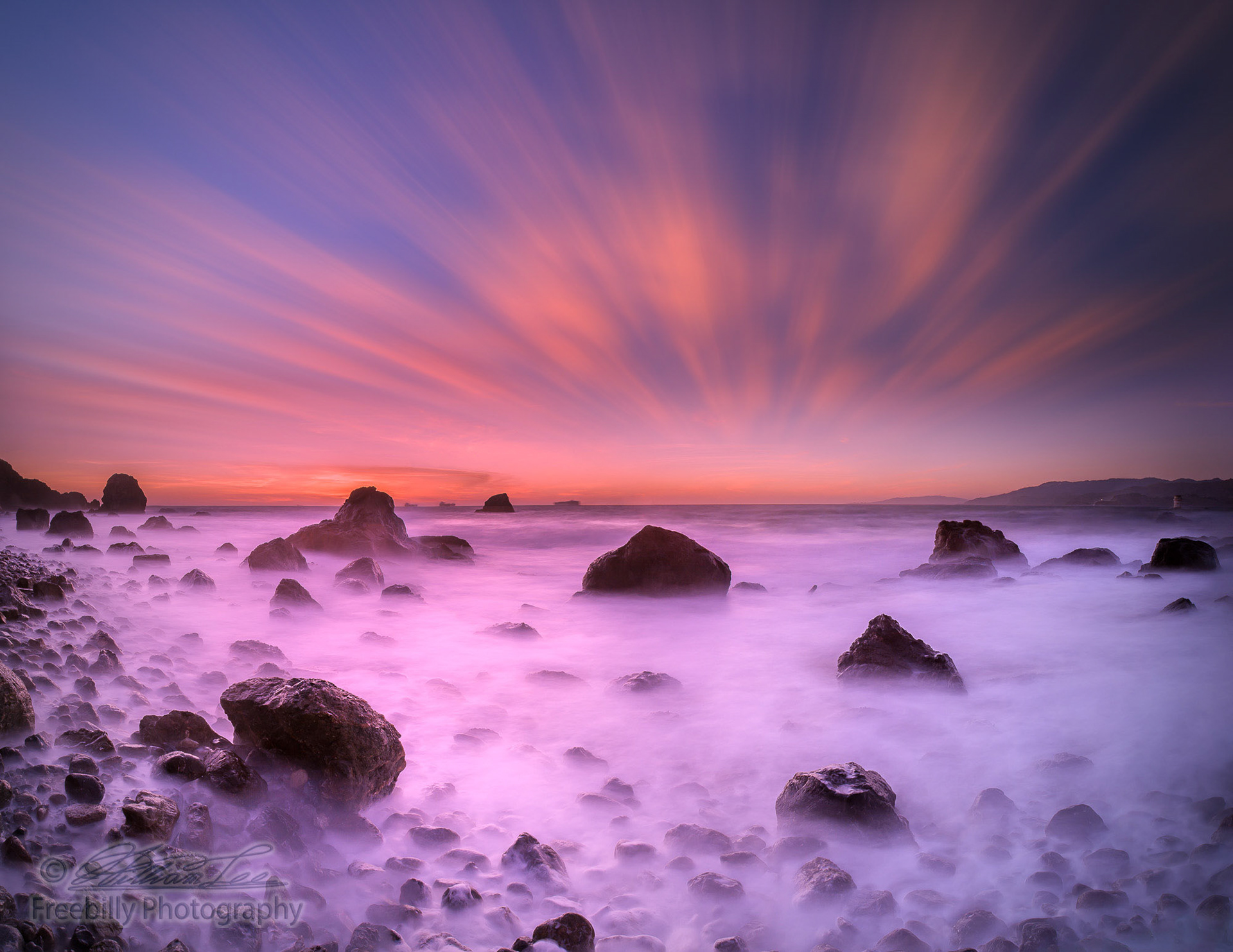 This is a twilight long exposure photograph taken at San Francisco.