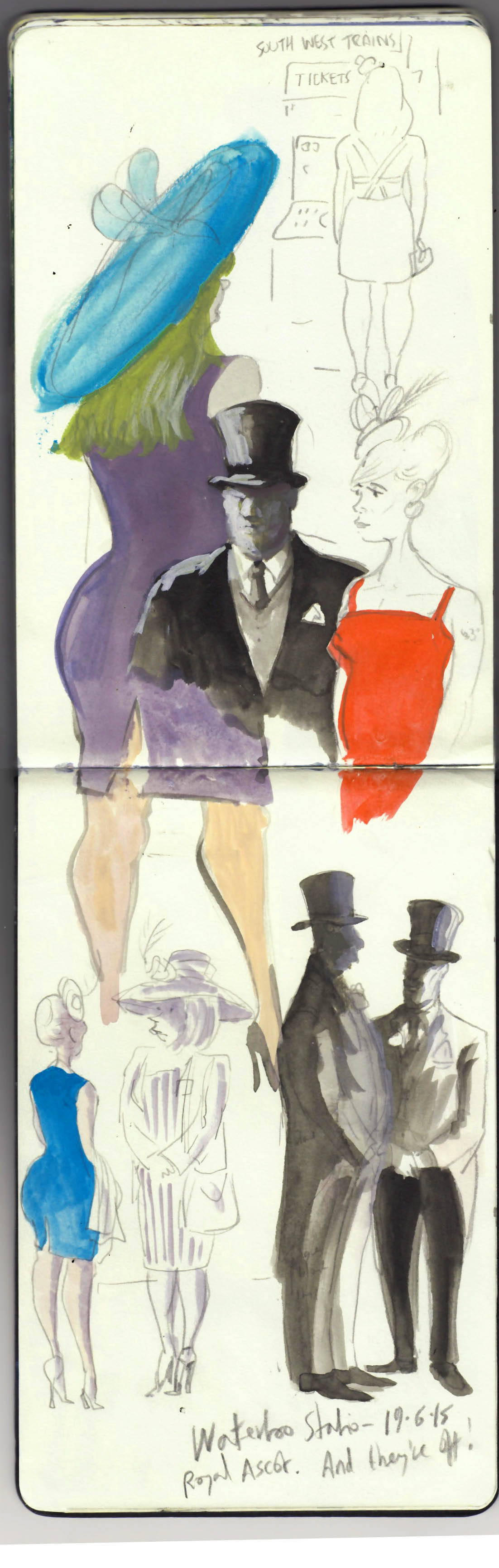 Royal Ascot, waiting for the train at Waterloo, 2015