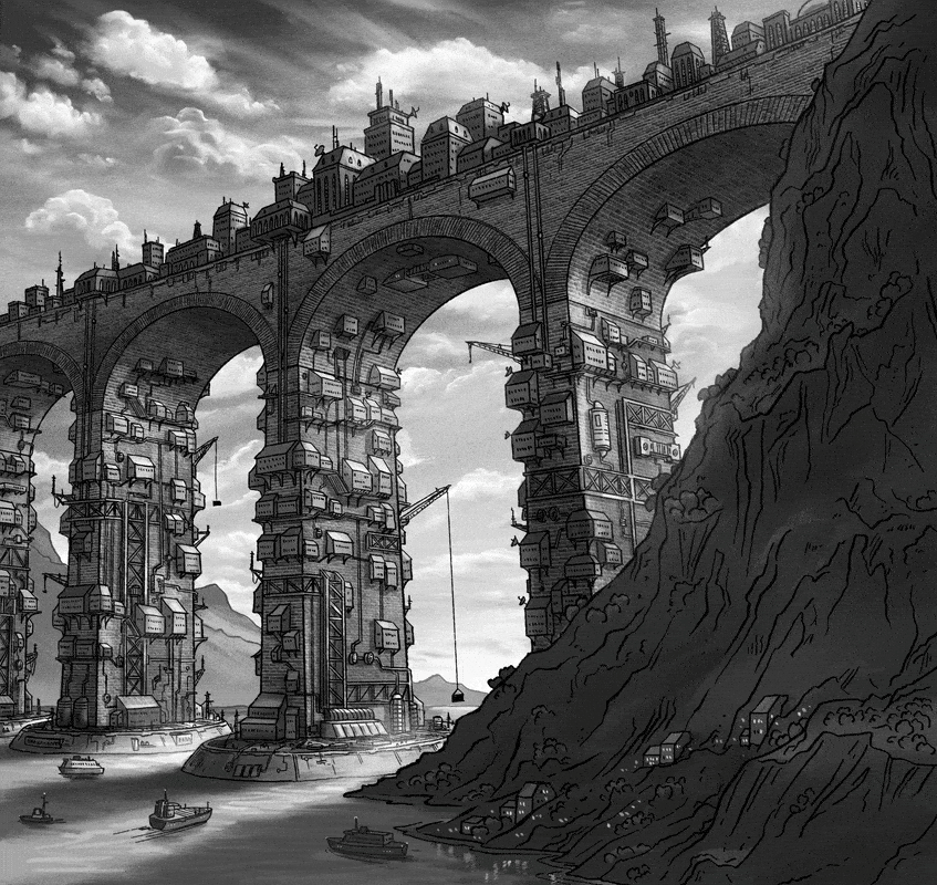"The City on the Bridge" - Time-Lapse Animation
