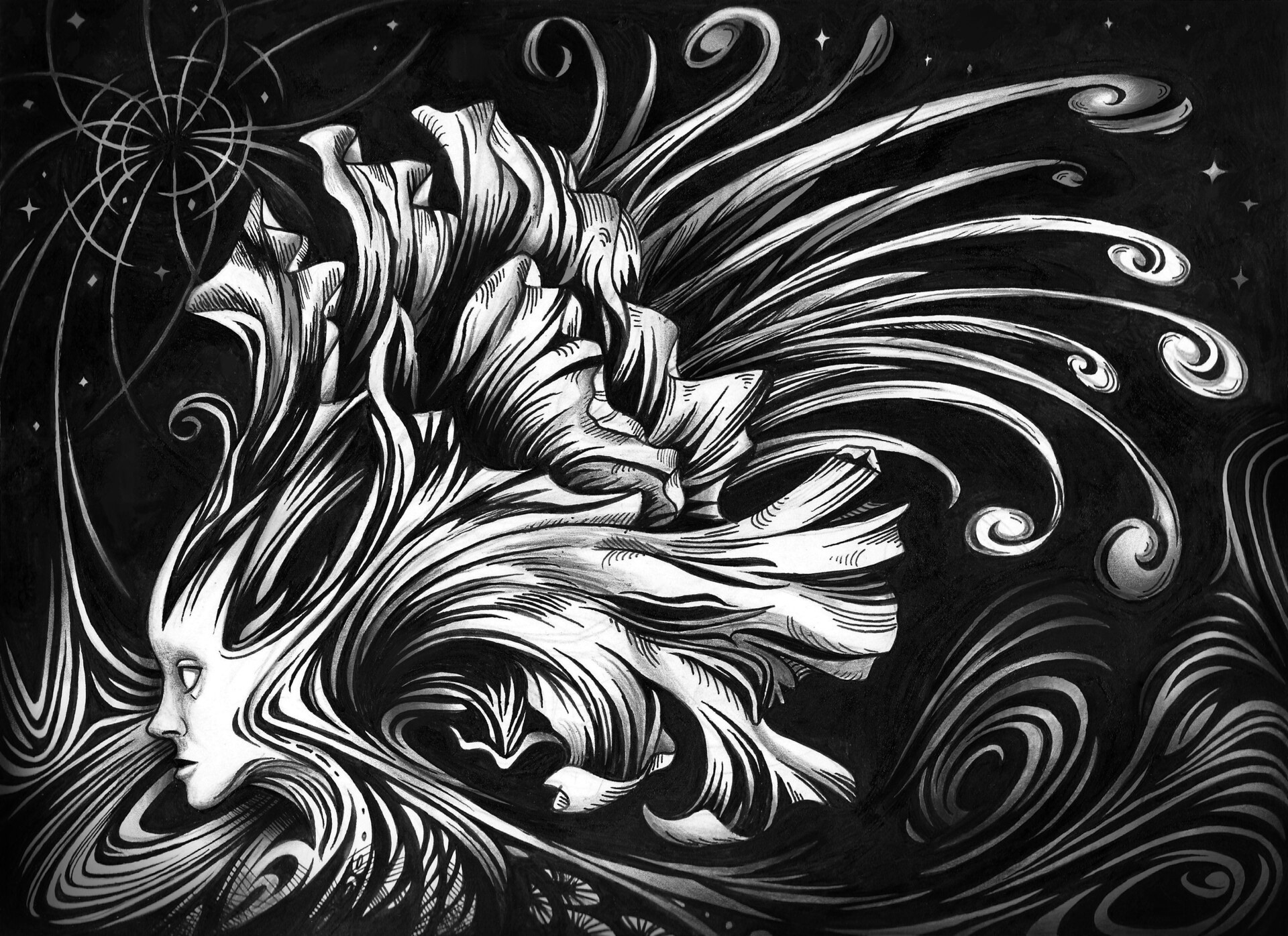 "Mindbloom", Pencil and Ink
