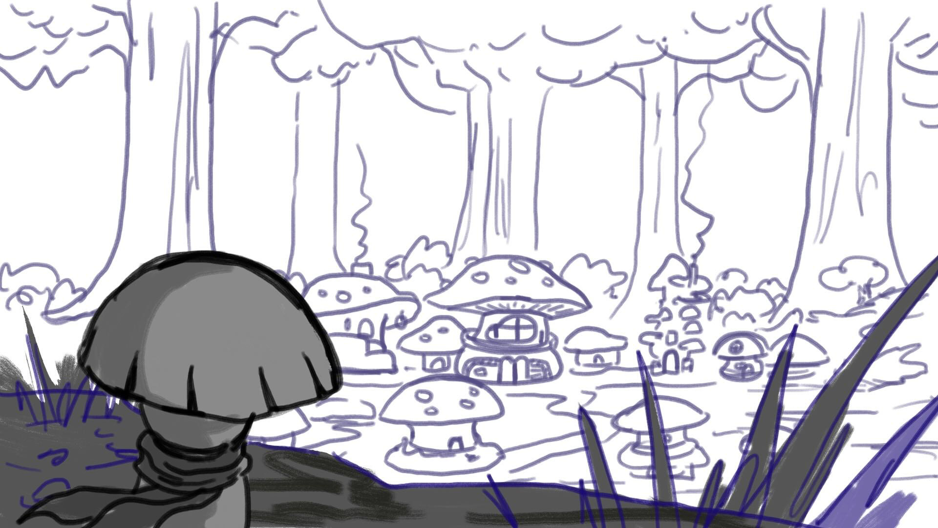 Rough Storyboard - Mushroom Village