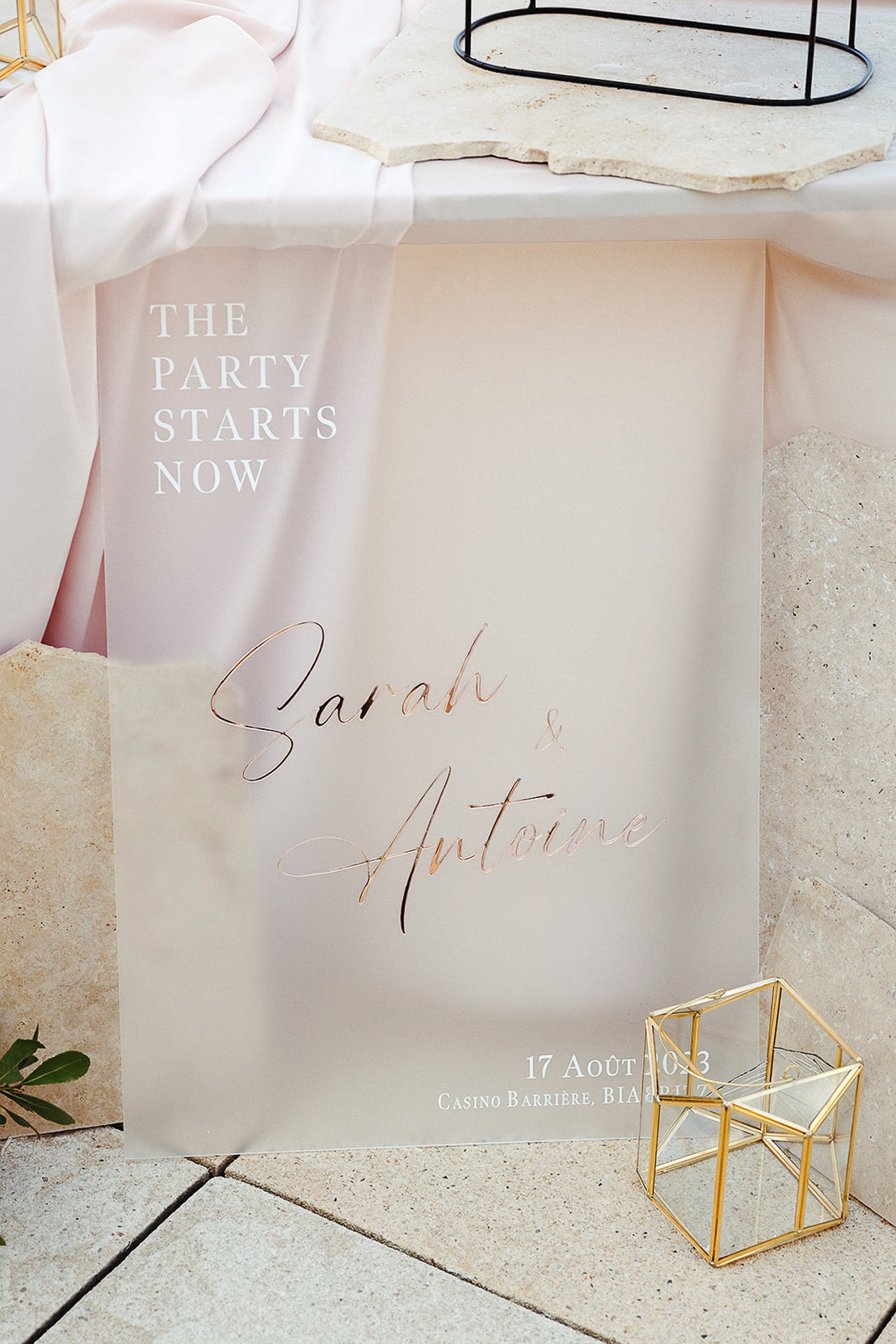 Panneau de bienvenue // plexi // lettre 3D miroir rose gold