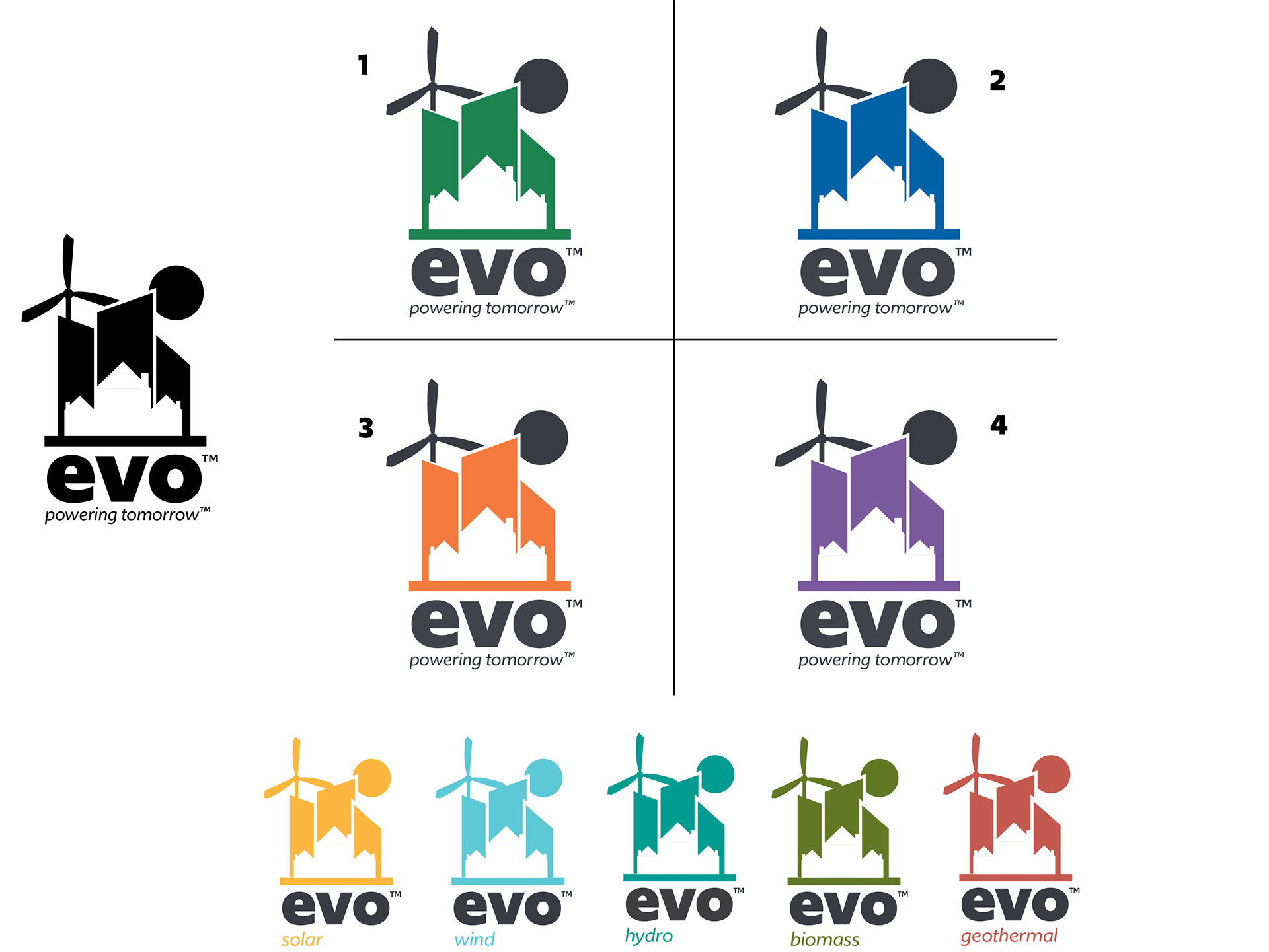 Color options for final logo. Established sub-brand colors.