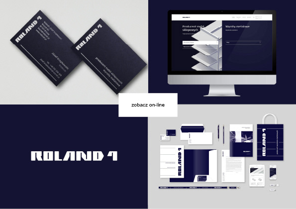Projekt identyfikacji firmy Roland1 - producenta mebli sklepowych oraz wyrobów z metalu.