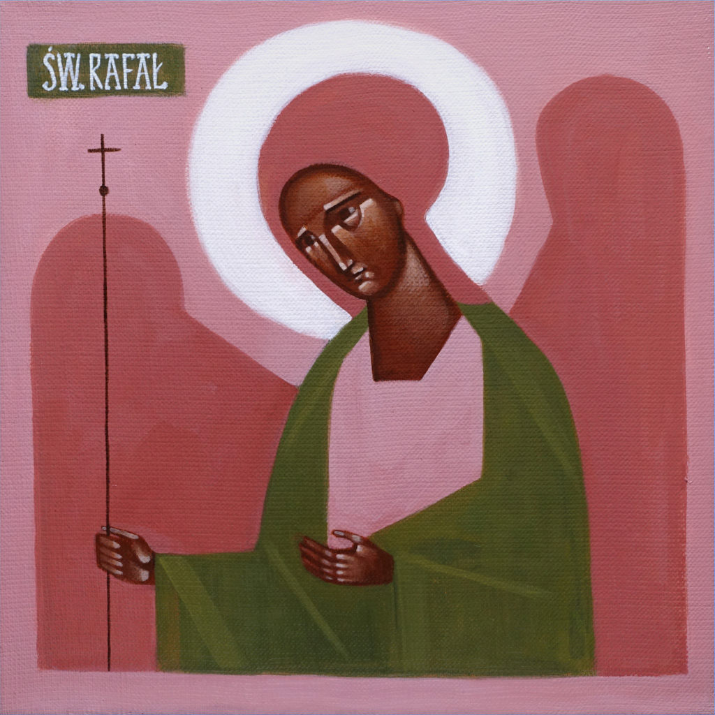 Św. Rafał Archanioł. Akryl na płycie