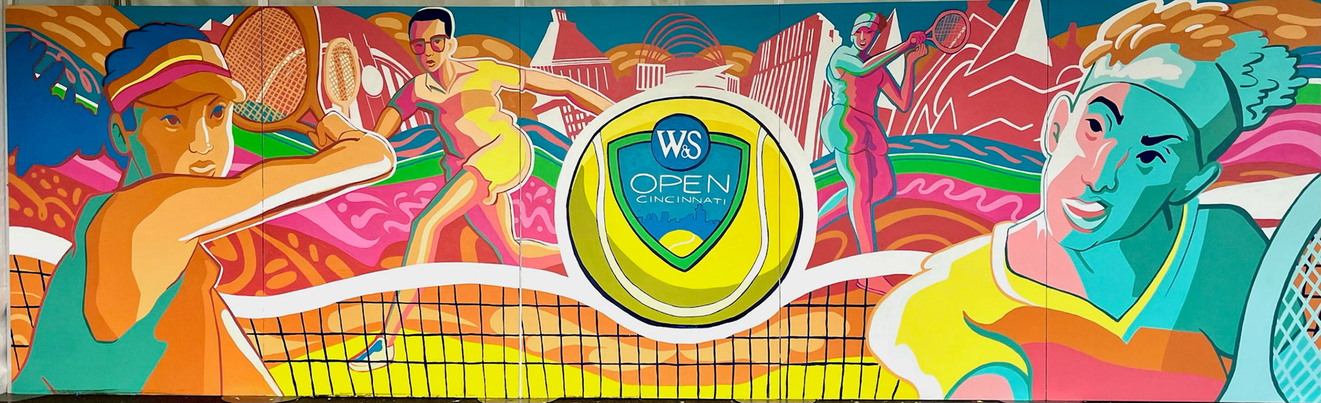 Cincinnati Served/ Western and Southern Open, Mason/ designed by Jim Tucker/ produced by Jim Tucker and the ArtWorks Mural Studio/ 2022