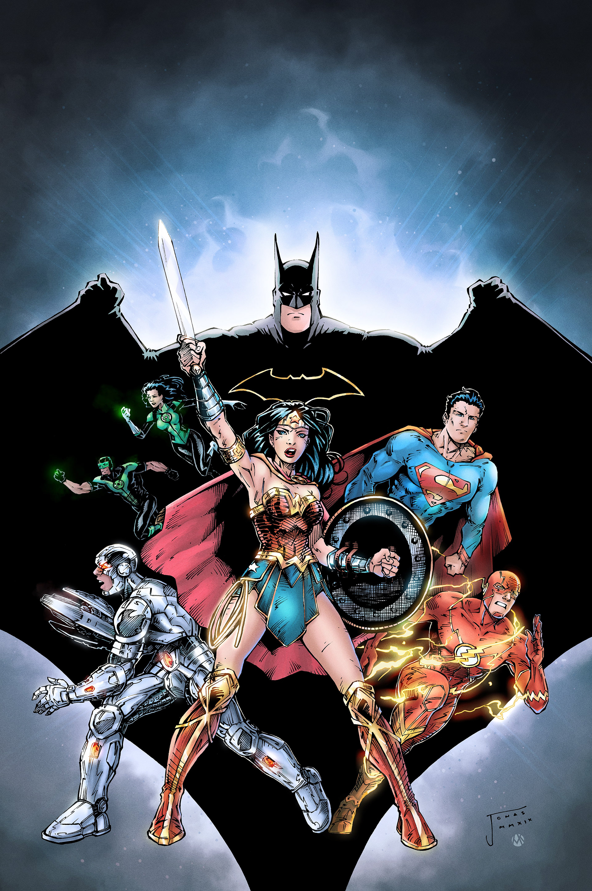 Rebirth Justice League Variant TPB Cover, 2019. Colors by Martina Kutalkova.